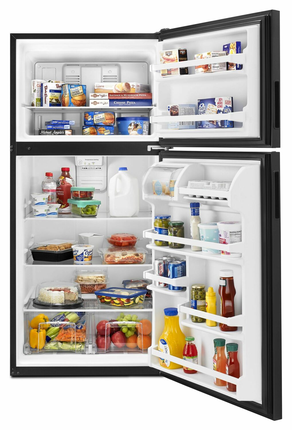 Amana ART318FFDB 30 Inch Top Freezer Refrigerator with Adjustable Glass Shelves - Energy Efficient Black Kitchen Appliance for Home, Apartment & Office Use