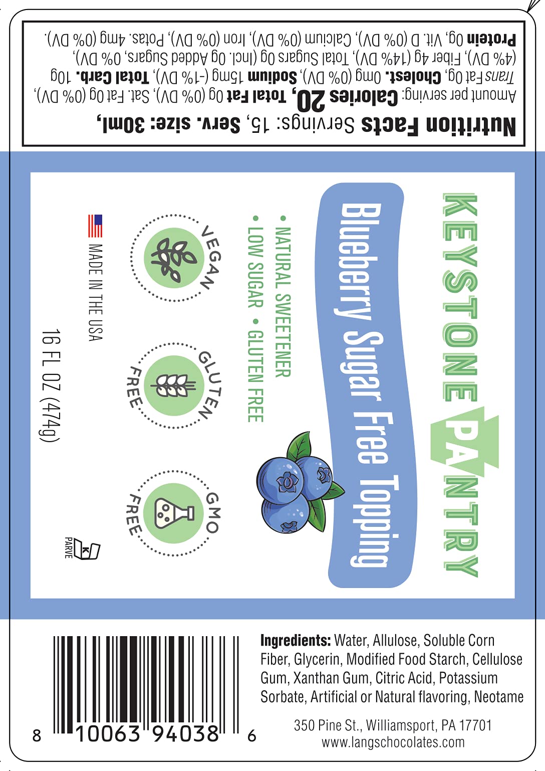 Keystone Pantry Blueberry Flavored Topping - Gluten Free, Vegan, Low Sugar, Non-GMO, Kosher-Parve - Perfect for Pancakes, Yogurt & Desserts