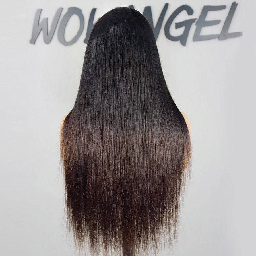 WOWANGEL Ombre Silky Straight 13x6 Skinlike Real HD Lace Front Wig - Natural Looking Human Hair Wig for Daily Wear & Special Occasions