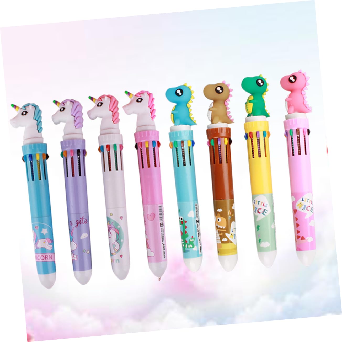 DIYEAH 8pcs 10 Student Ballpoint Pens for School, Office & Homework Writing - Smooth Korean Style Ink Pens for Exams, Note Taking & Gift Supplies