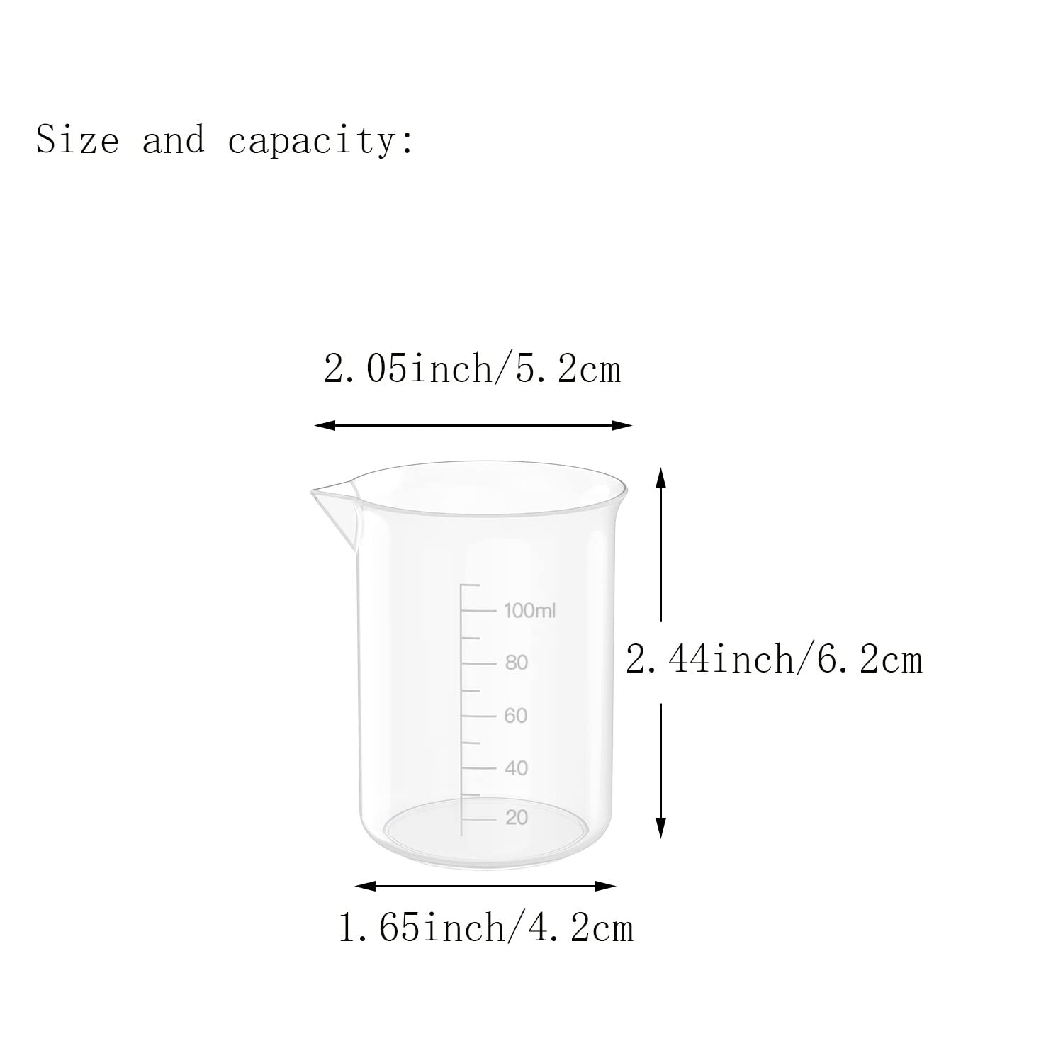 12 Pcs 3.4 Oz (100ml) Clear Plastic Measuring Cups - Lab Beakers for Science Experiments, Baking, Cooking & Liquid Measurement - Durable & Transparent Kitchen & Laboratory Tools