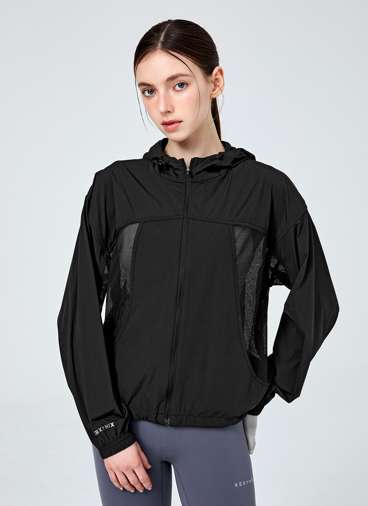Breathable Mesh Hooded Crop Windbreaker Jacket for Women - Lightweight Outdoor Running Hiking Sports Wear