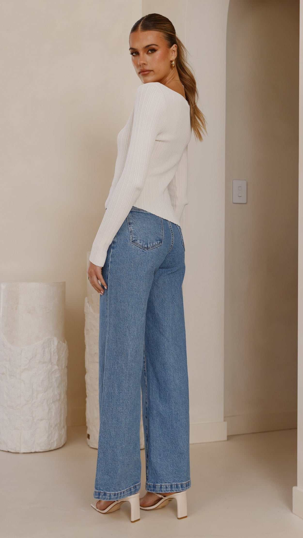 Isla Long Sleeve Top for Women - Soft Cream Blouse for Fall & Winter - Casual Office Wear & Layering Essential