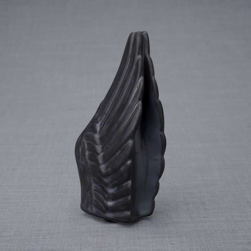 Black Angel Wings Ceramic Cremation Urn - Small Keepsake Urn for Ashes Sharing | Memorial Display for Home, Funeral, or Cemetery