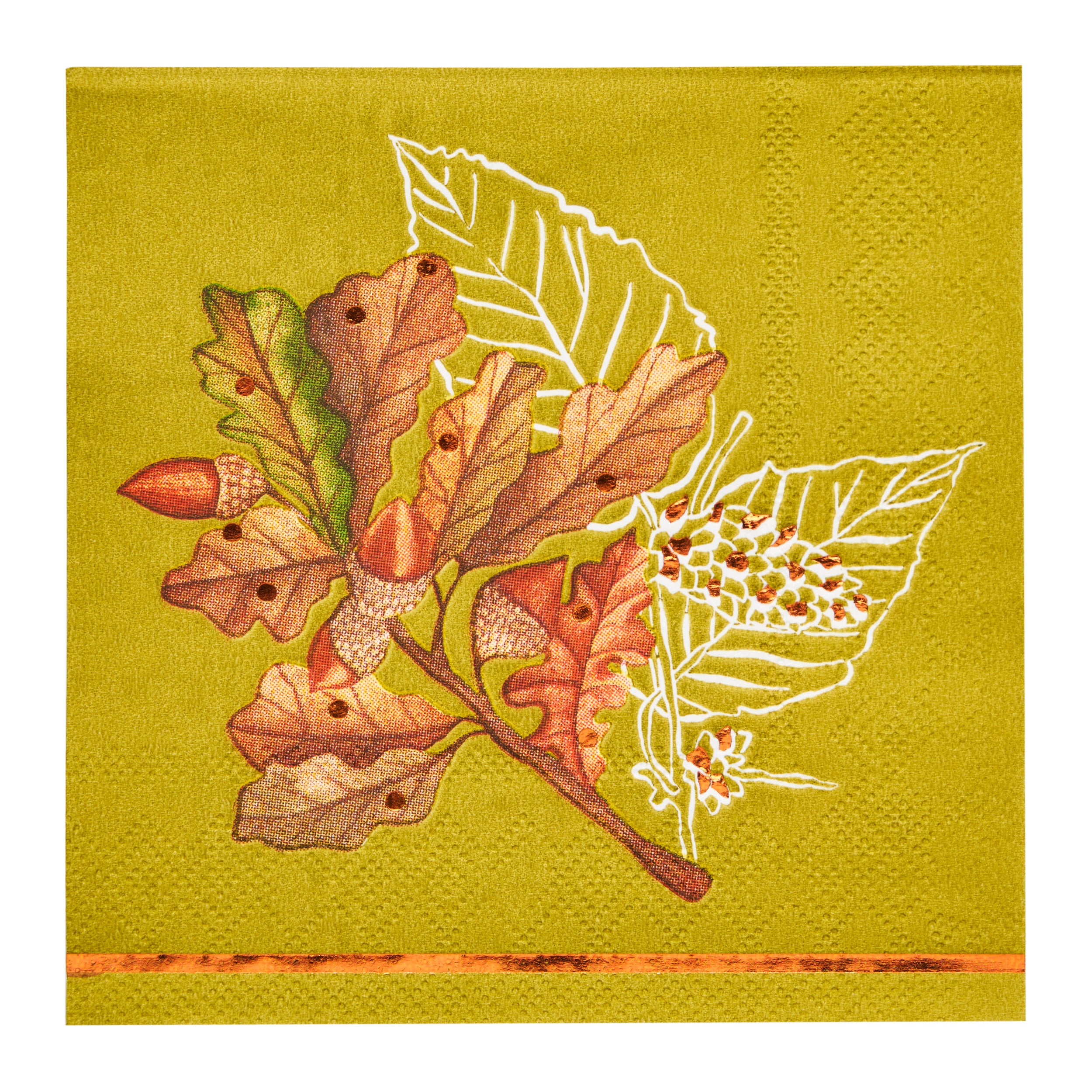 Premium Acorn and Oak Design Paper Cocktail Napkins - 20 Pack | Elegant Drink Coasters for Parties, Weddings & Home Decor