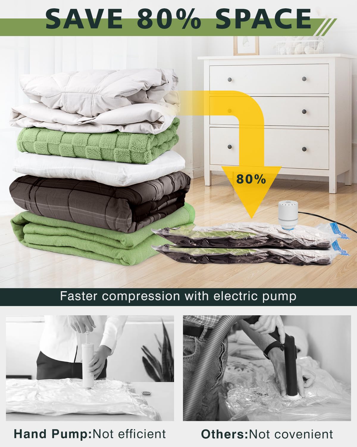 Colemoly 18 Pack Vacuum Storage Bags - Space Saver Bags for Clothes, Blankets, Pillows | 5 Jumbo, 5 Large, 4 Medium, 4 Sizes | Travel, Moving & Home Organization | Compact Storage Solution for Seasonal Clothes, Bedding & Travel Essentials