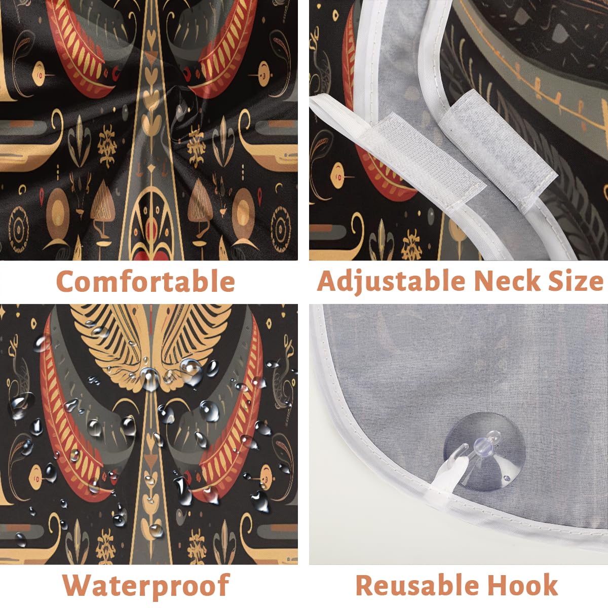 Bohemian Egyptian Pattern Beard Shaving Bib for Men - Waterproof Hair Dye Apron & Makeup Cape for Barbers, Stylists & Artists - Sink Hair Catcher & Beard Trimming Accessory - Perfect for Salon, Home Grooming & DIY Haircuts