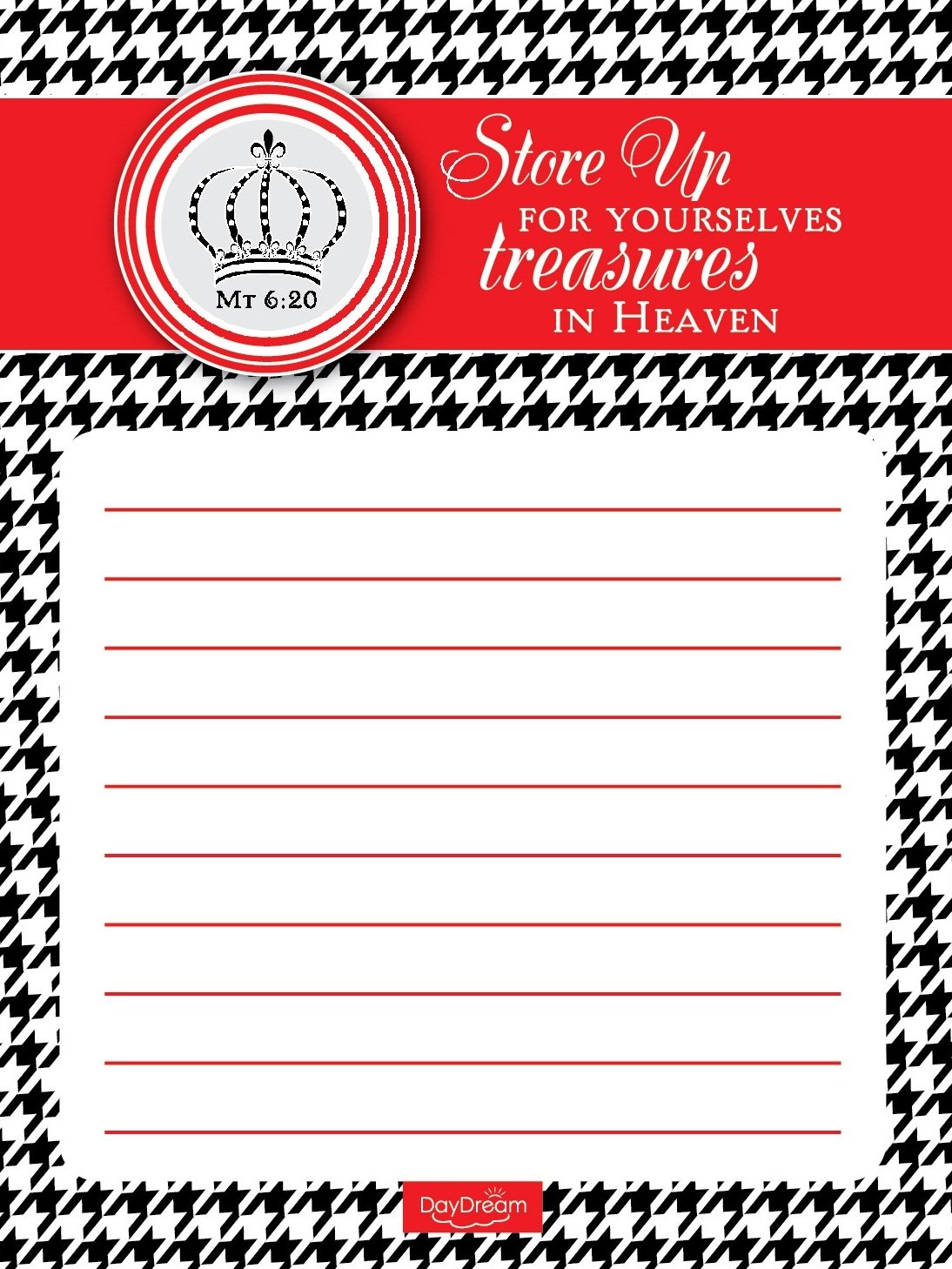 Inspirational Houndstooth Notepad with Matthew 6:20 Bible Verse - Set of 4 Religious Notebooks for Prayer Journaling, Bible Study & Gift Giving