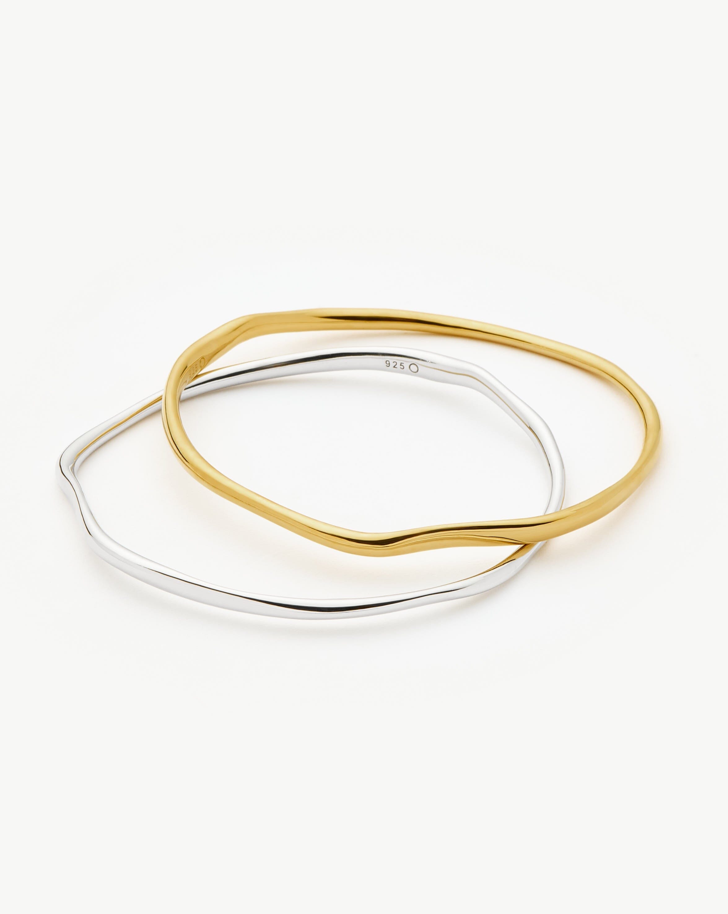 Stylish Molten Ripple Bangle Bracelet Set in Mixed Metal | Trendy Stackable Jewelry for Women | Perfect for Everyday Wear, Office & Date Night