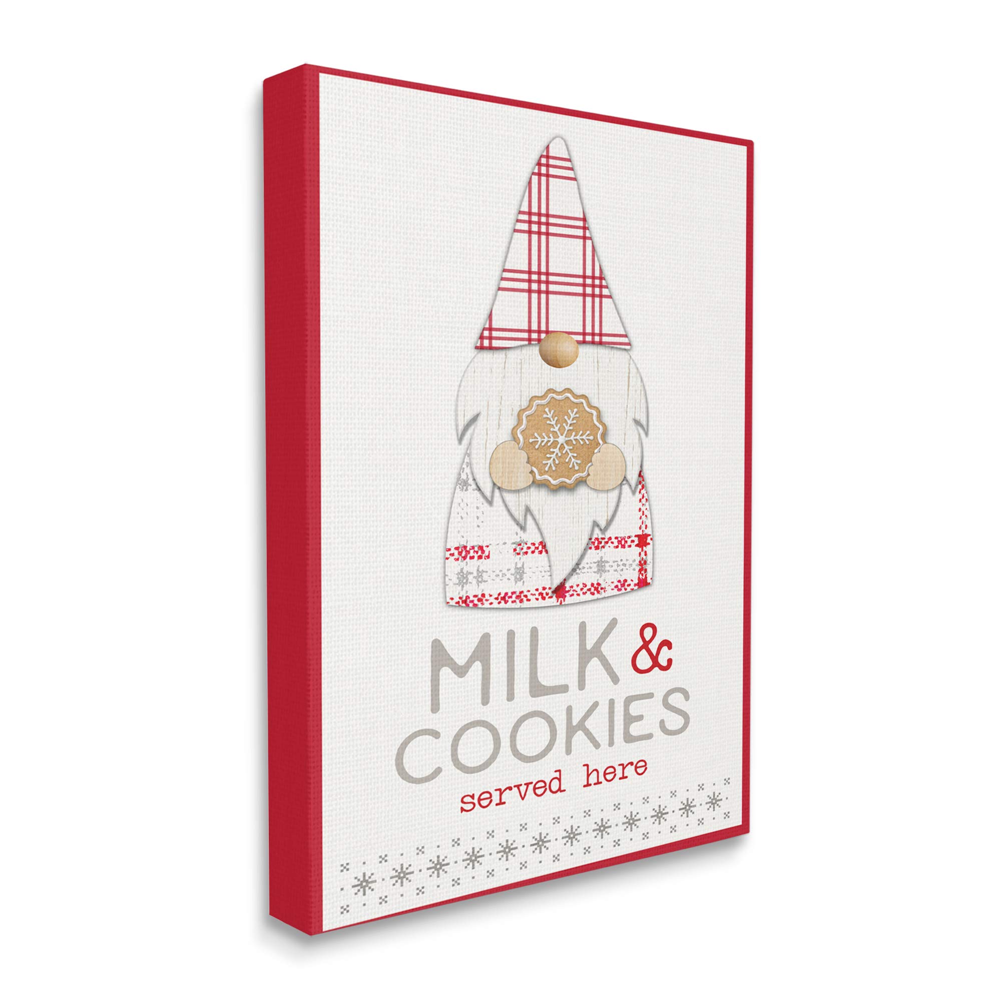 Stupell Industries Milk and Cookies Christmas Plaid Gnome Canvas Wall Art - 36