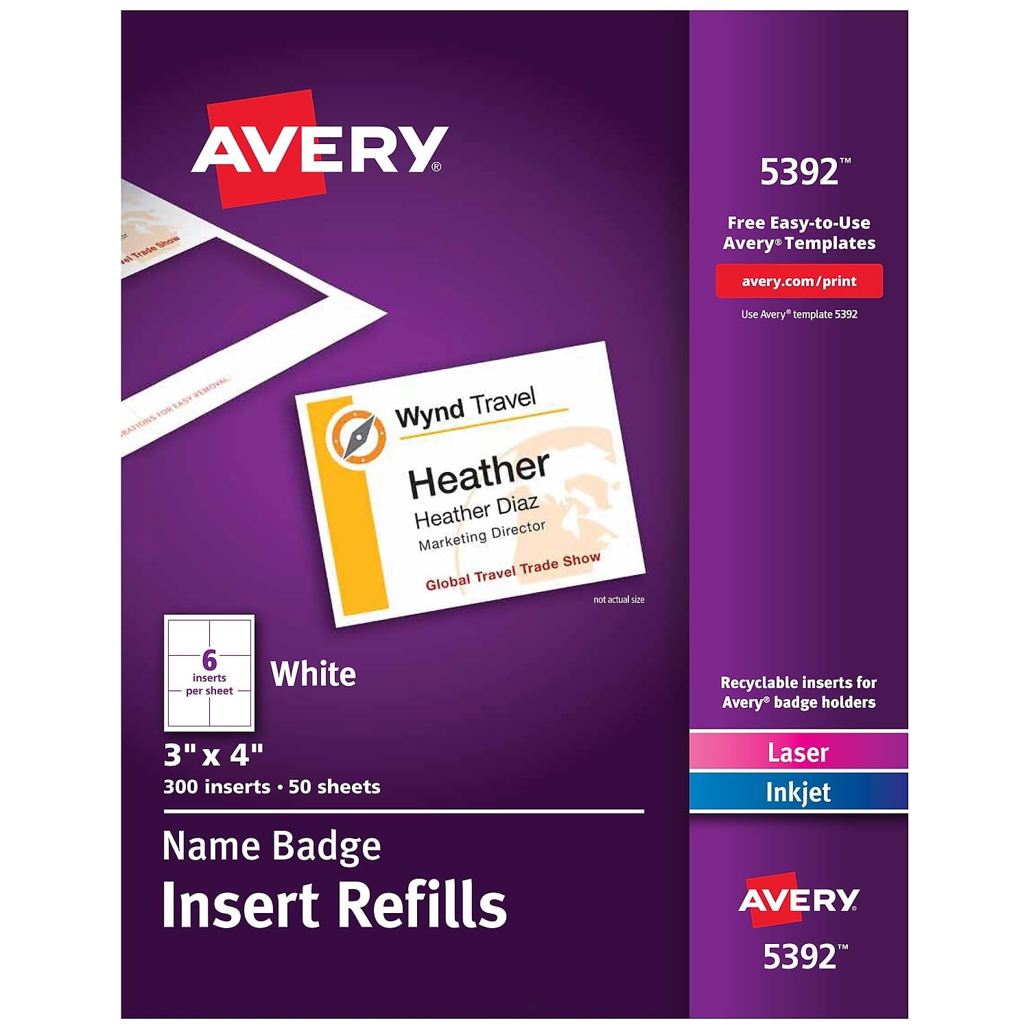 Laser/Inkjet Inserts 3x4 Inches - White Cardstock Paper - 300 Sheets per Box - Perfect for Business Cards, Labels & Craft Projects