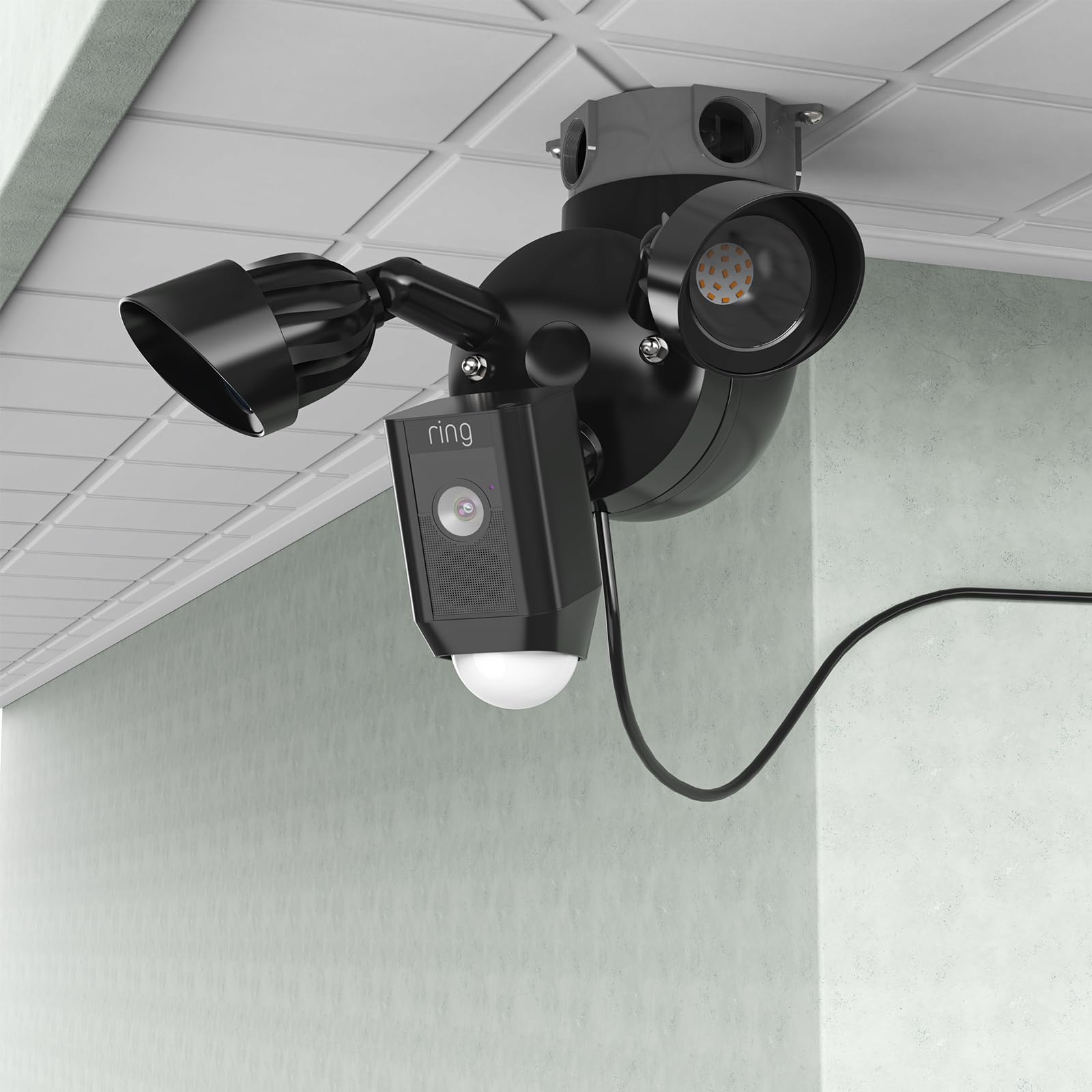 Koroao Outdoor Camera Eave Mount Bracket - Compatible with Ring Floodlight Cam Wired Pro/Plus, Blink Wired Floodlight & Wyze Floodlight v2 Cameras - Weatherproof Black Security Camera Mount - Perfect for Home Surveillance & Night Vision Monitoring
