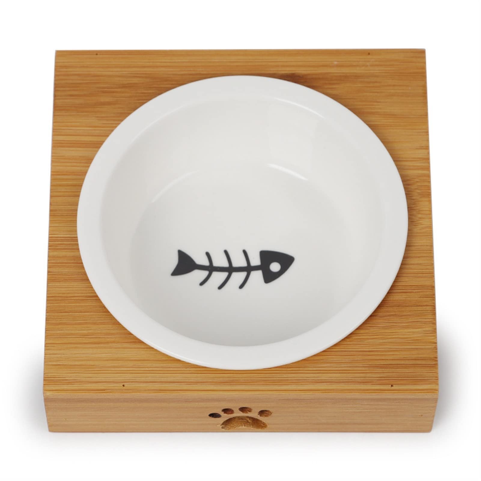 Premium Ceramic Pet Bowls with Bamboo Stand - Double/Single Dog Feeder & Cat Water Bowl for Home, Travel, and Outdoor Use