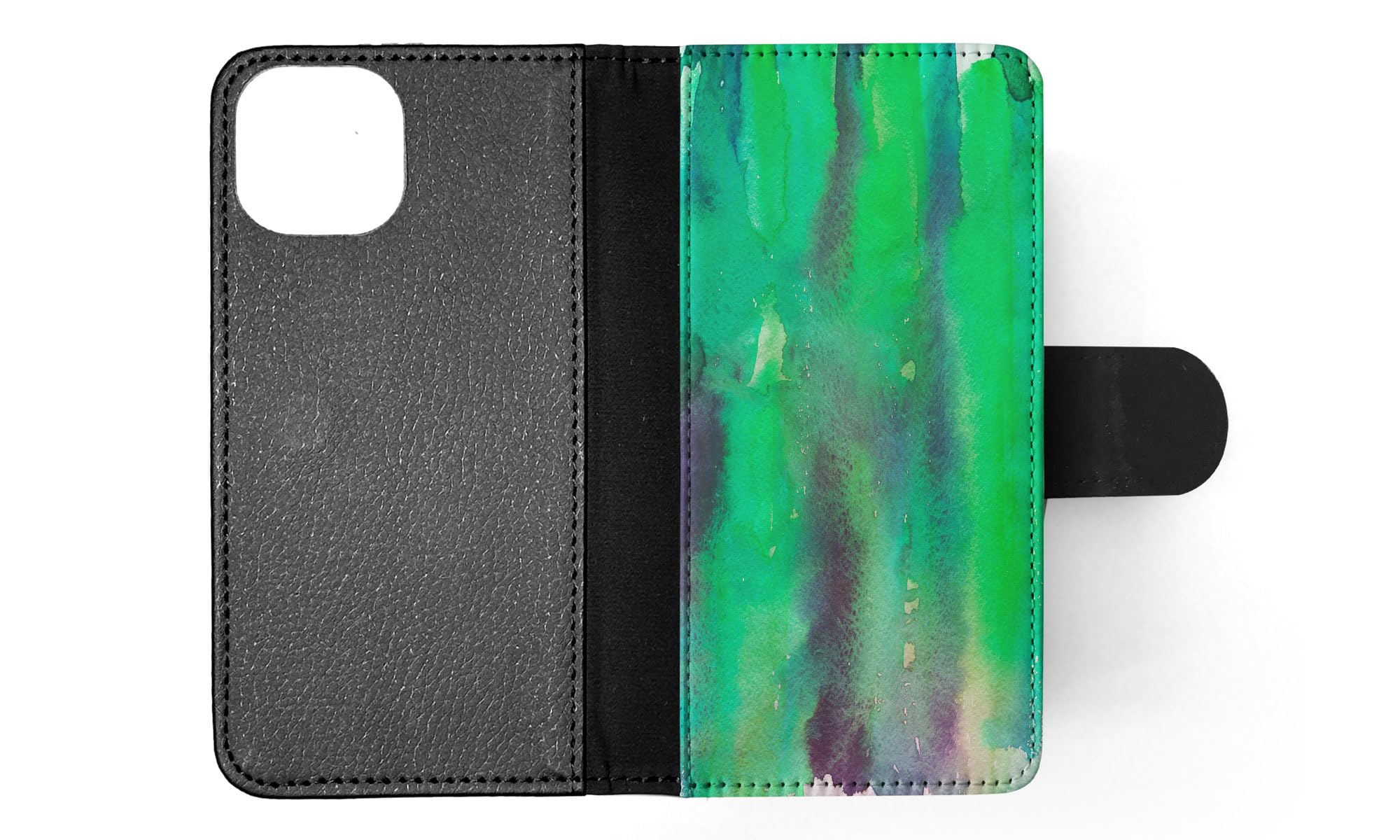 Green Watercolor 43 FLIP Wallet Phone Case for Apple iPhone 15 - Slim Protective Cover with Card Holder & Stand - Perfect for Everyday Use, Travel & Hands-Free Viewing