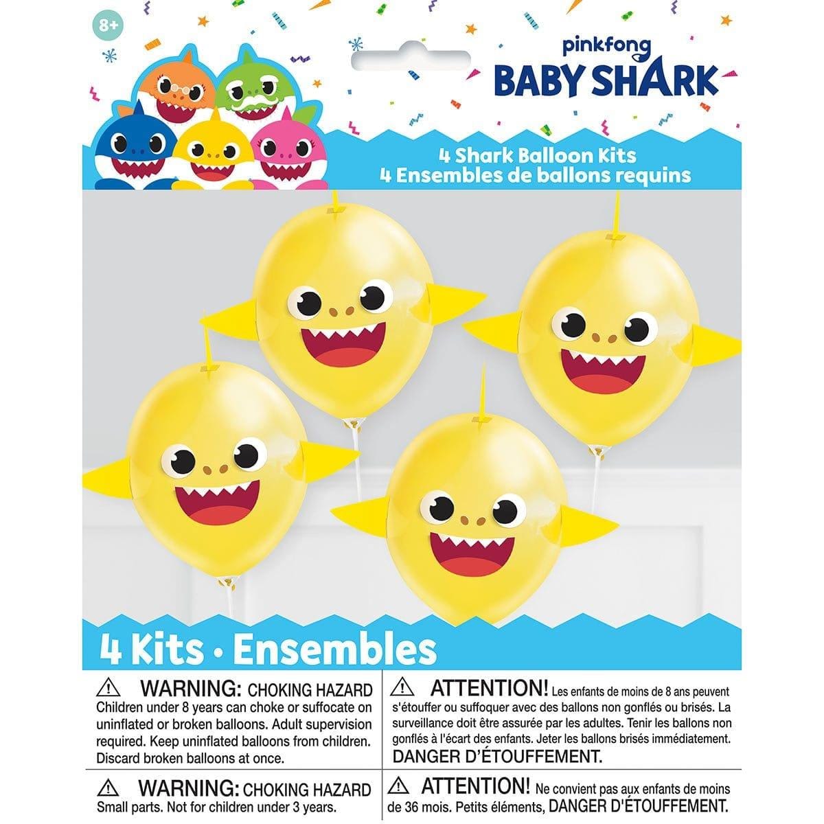 Baby Shark Latex Balloons 12 Inch - Pack of 4 for Birthday Parties, Baby Showers & Kids Events