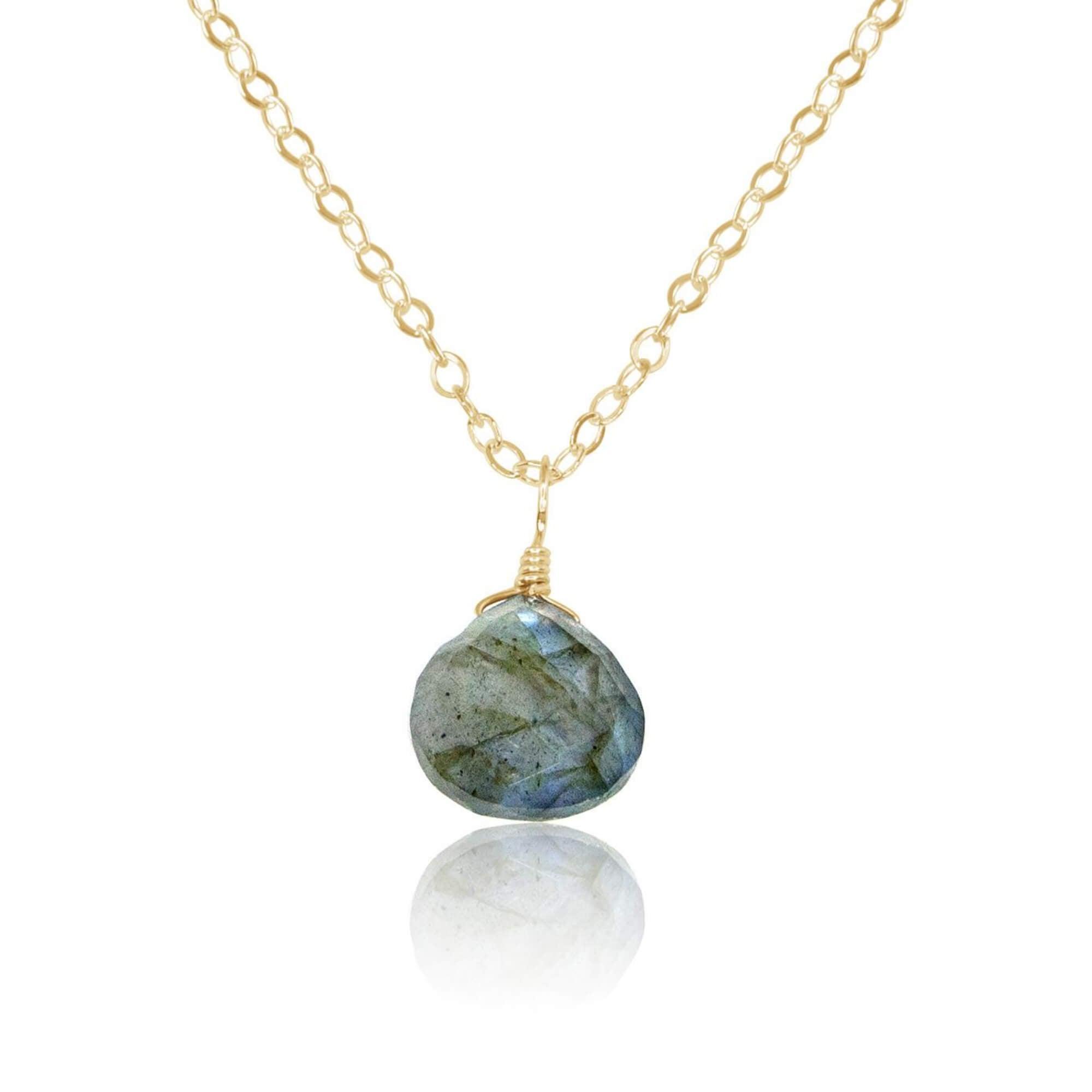 Labradorite Teardrop Crystal Pendant Necklace - Healing Stone Jewelry for Women, Spiritual Protection & Energy Balance | Perfect for Meditation, Yoga & Everyday Wear