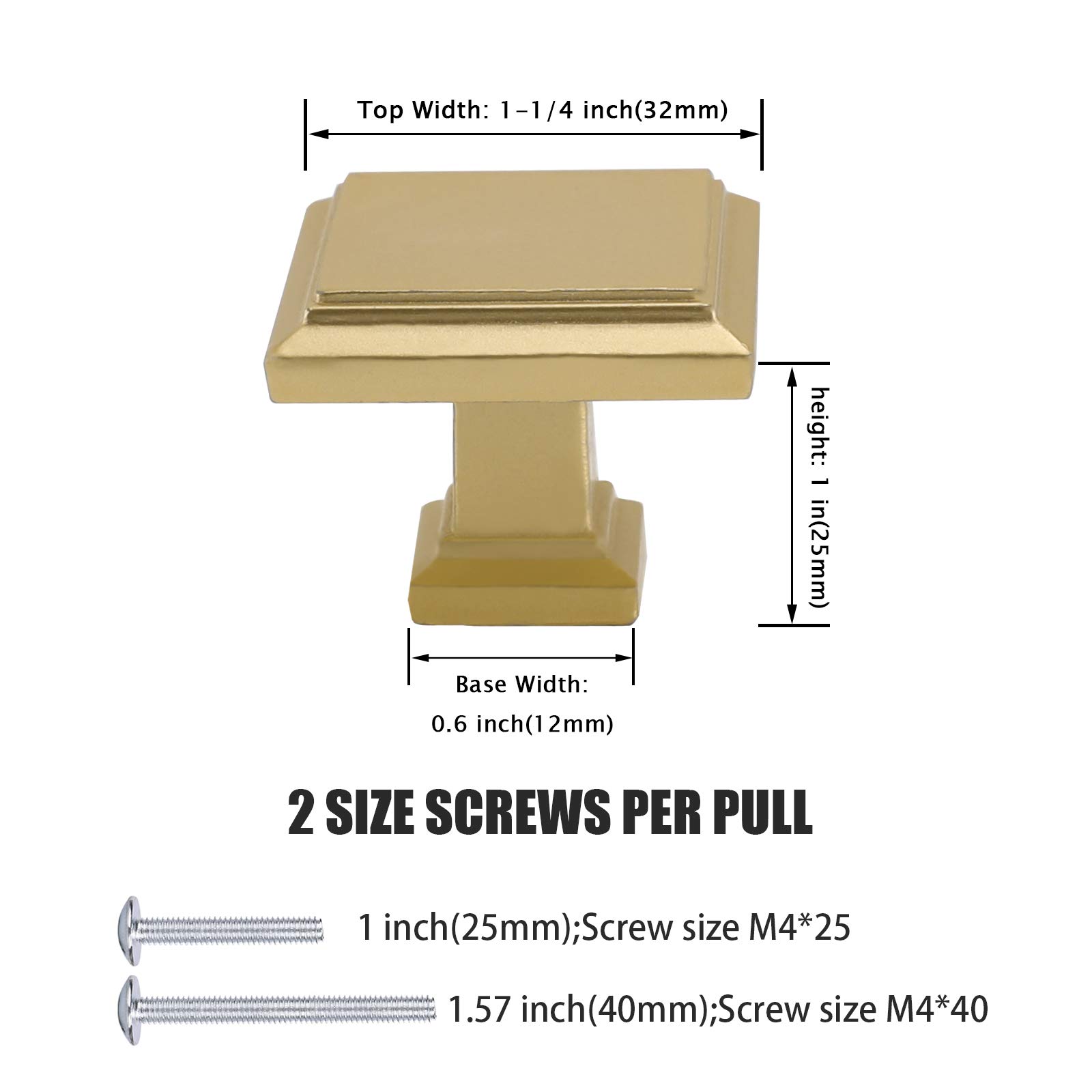 10 Pack Matte Gold Cabinet Knobs - Square Drawer Pulls for Kitchen, Bathroom & Bedroom - Durable Hardware for Cabinets, Dressers & Furniture (Modern Home Decor Upgrade)