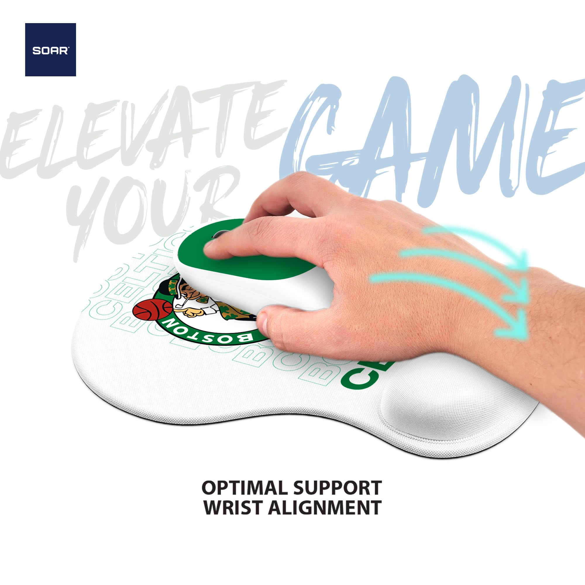 SOAR NBA Wireless Mouse and Mouse Pad Set - Ergonomic Gaming Mouse with RGB Lights, Compatible with PC/Mac - Perfect for Gaming, Office Work, and NBA Fans