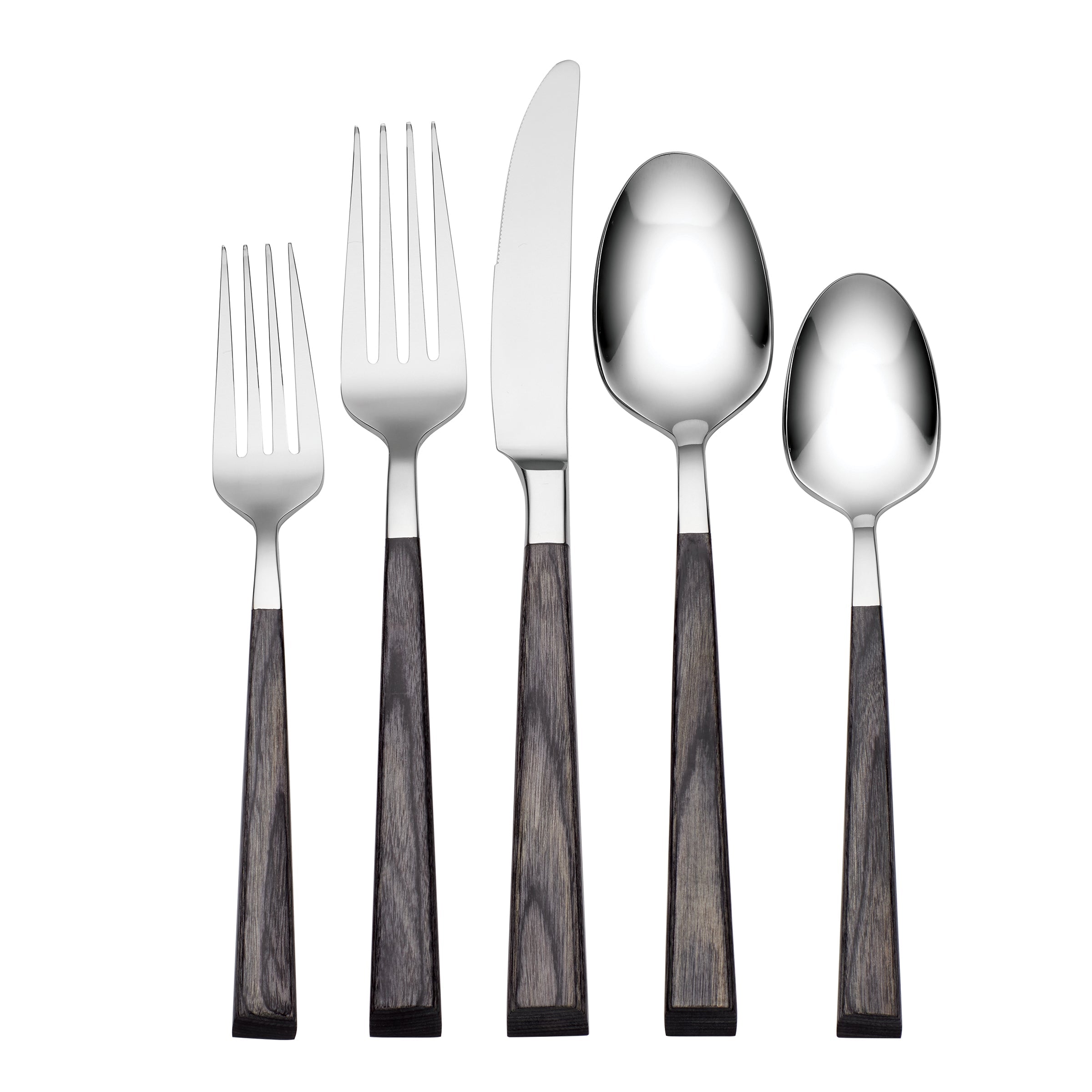 Premium Coronado Charcoal 5-Piece Dinnerware Set - Elegant Stoneware Plates, Bowls & Mugs for Everyday Dining & Entertaining