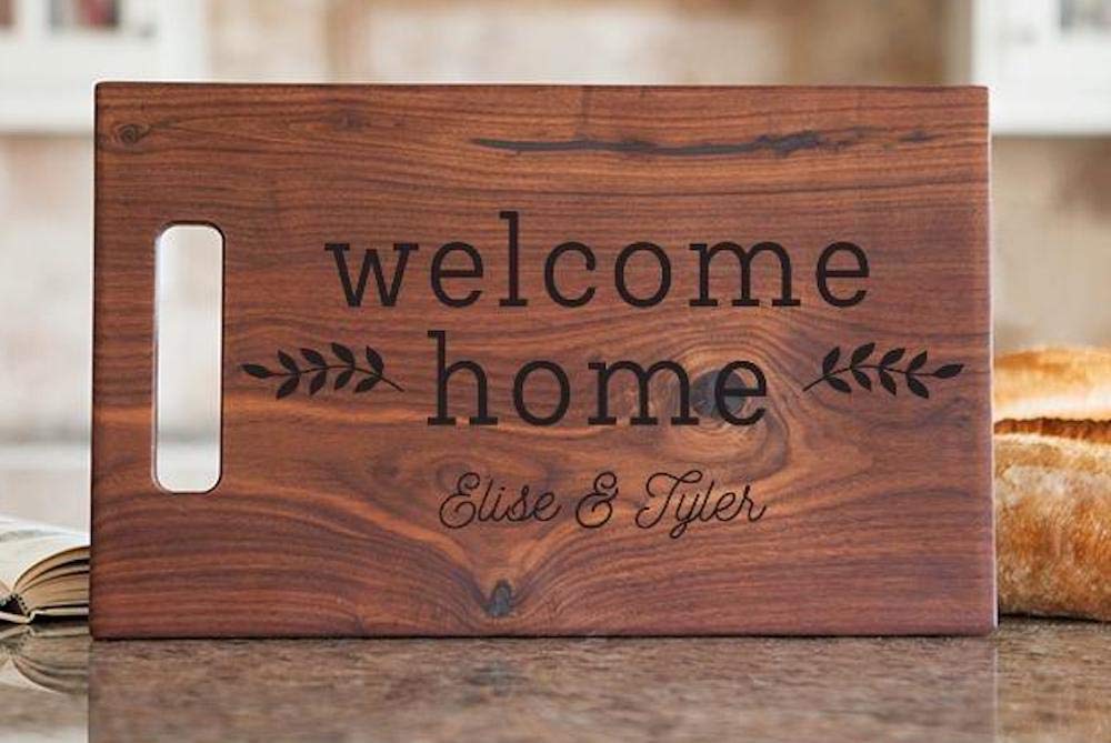 Custom Engraved Walnut Cutting Board - Personalized Wedding Gift for Couples (11