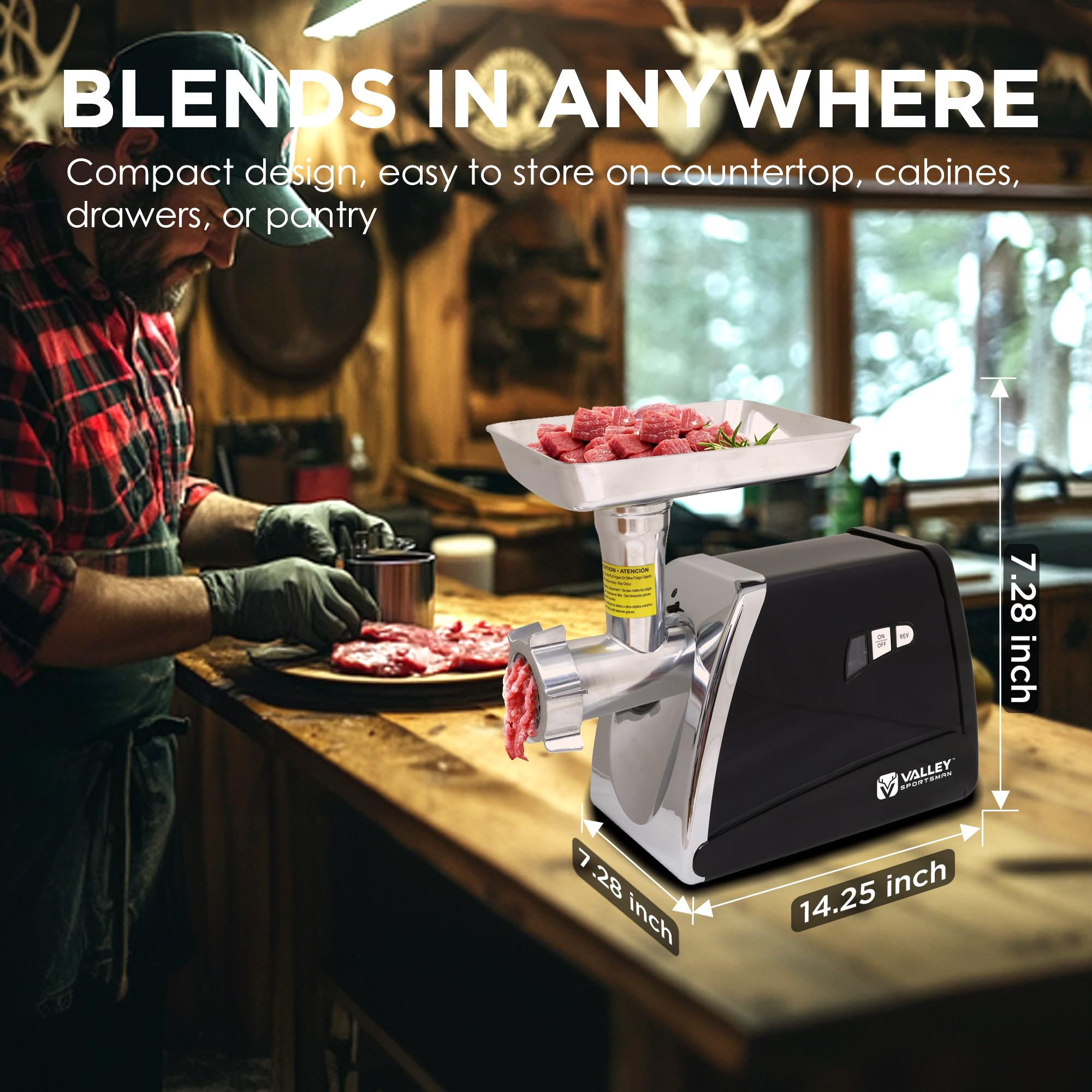 8# Electric Meat Grinder & Sausage Stuffer - 3/4HP 575W Heavy Duty Mincer with Stainless Steel Blades & 3 Grinding Plates - Perfect for Home Kitchen, BBQ Parties & Hunting Season - Black