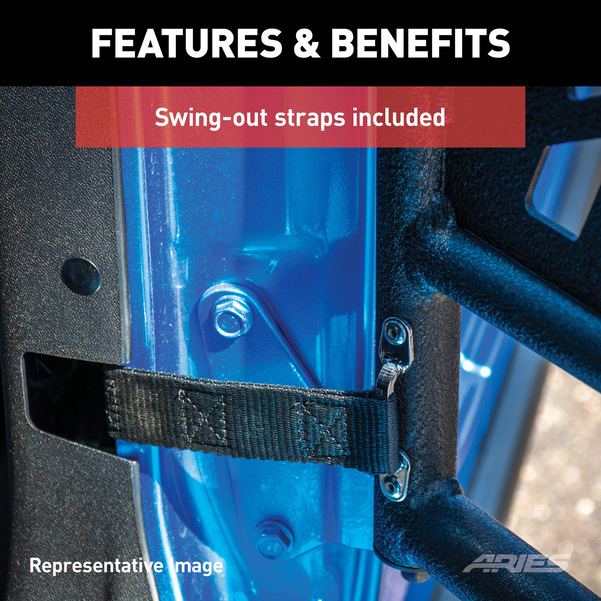 ARIES 1500100 Black Aluminum Half Doors for Jeep Wrangler TJ - Durable Off-Road Tube Doors for Jeep Wrangler TJ 1997-2006 Models - Perfect for Trail Riding & Open-Air Adventures