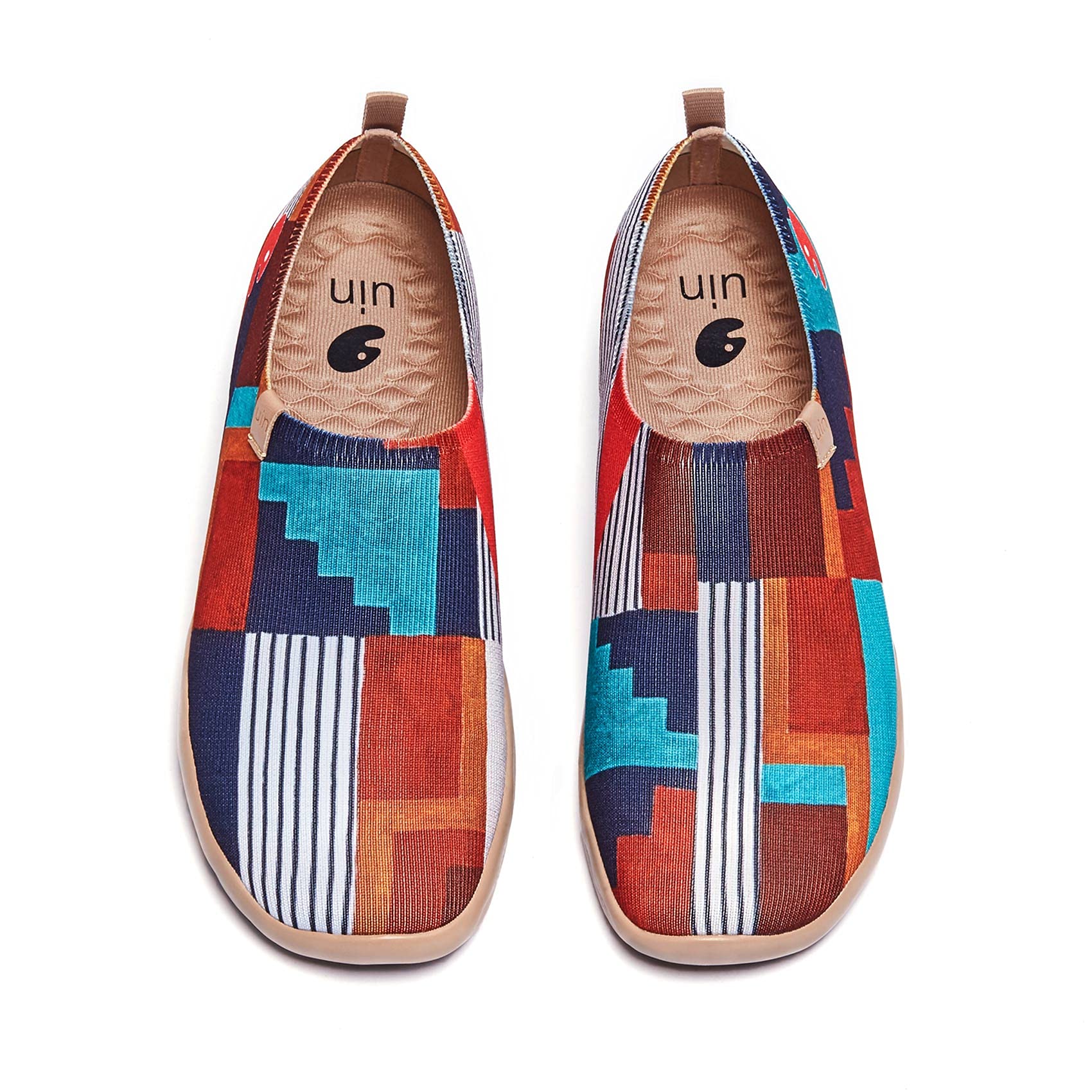 UIN Women's Slip On Sneakers - Casual Knit Loafers with Artistic Paint Design | Comfortable Soft Walking Shoes for Work, Travel & Everyday Wear