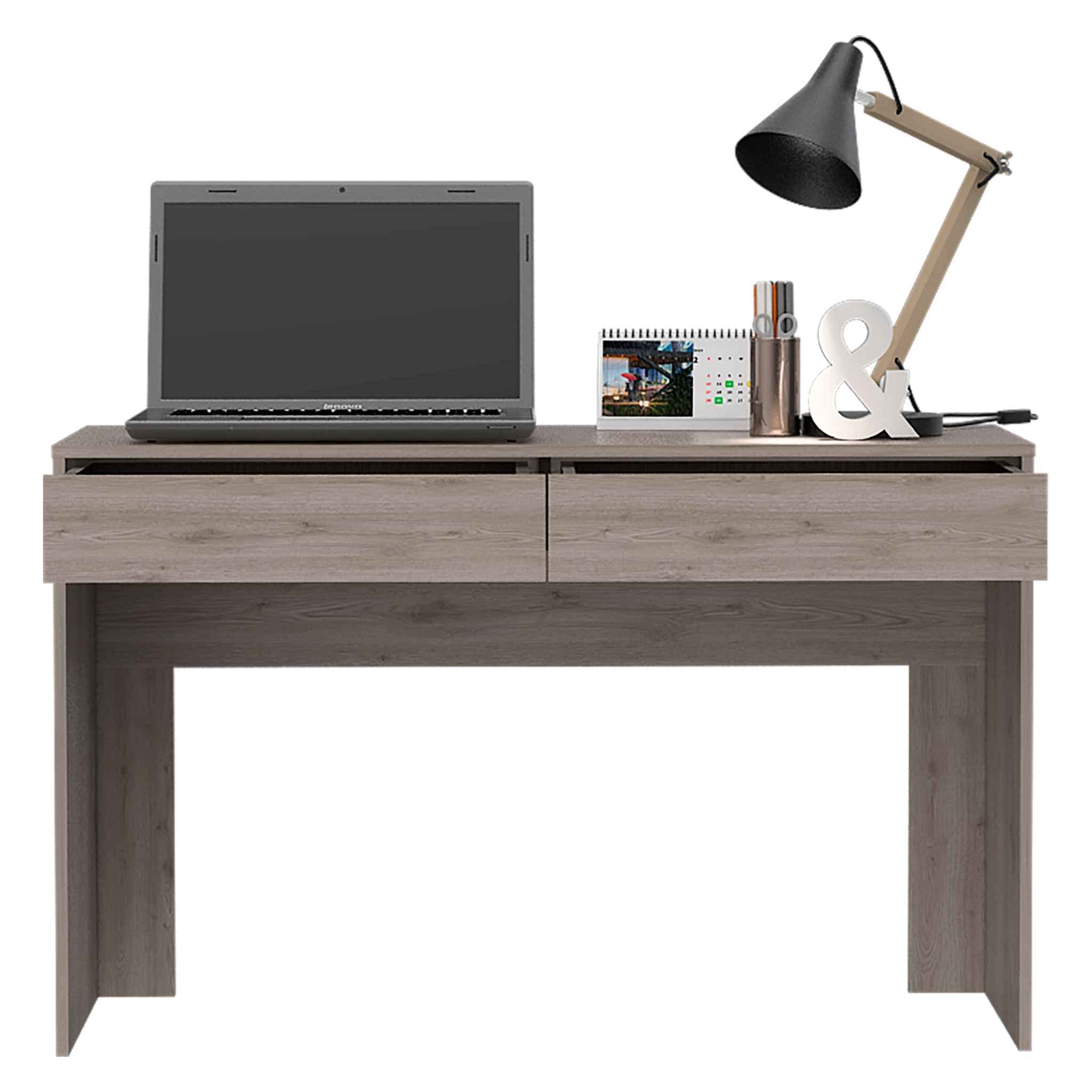 Modern Tampa Computer Desk with 2 Drawers - Light Gray Home Office Desk for Small Spaces | Perfect for Remote Work & Study