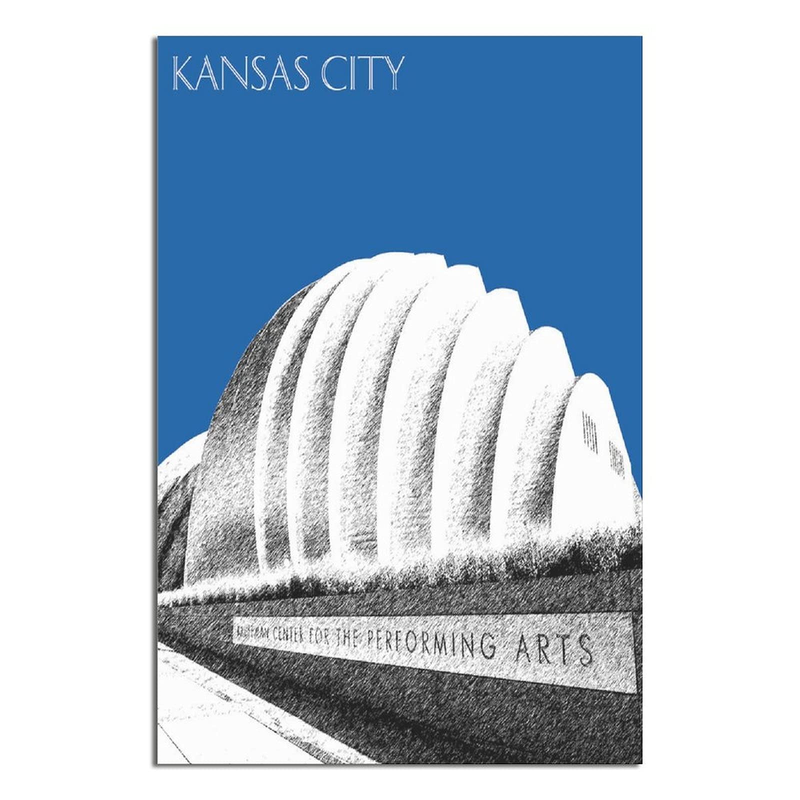 Vintage Kansas City Skyline & Kauffman Center Canvas Art - 8×12 Inch Travel Landmark Poster for Wall Decor | Perfect for Home, Bedroom, Office, Hotel, Restaurant & Gym Aesthetic Gift