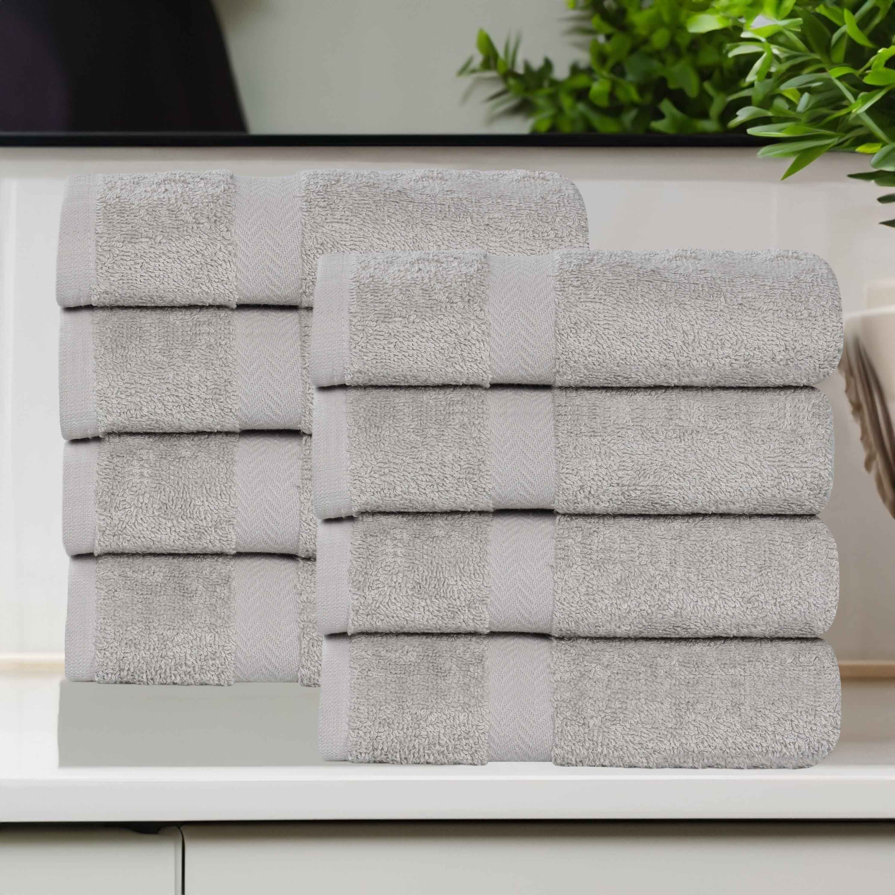 Franklin Eco-Friendly 8-Piece Cotton Hand Towel Set - Soft & Absorbent Bath & Kitchen Towels for Home & Spa Use