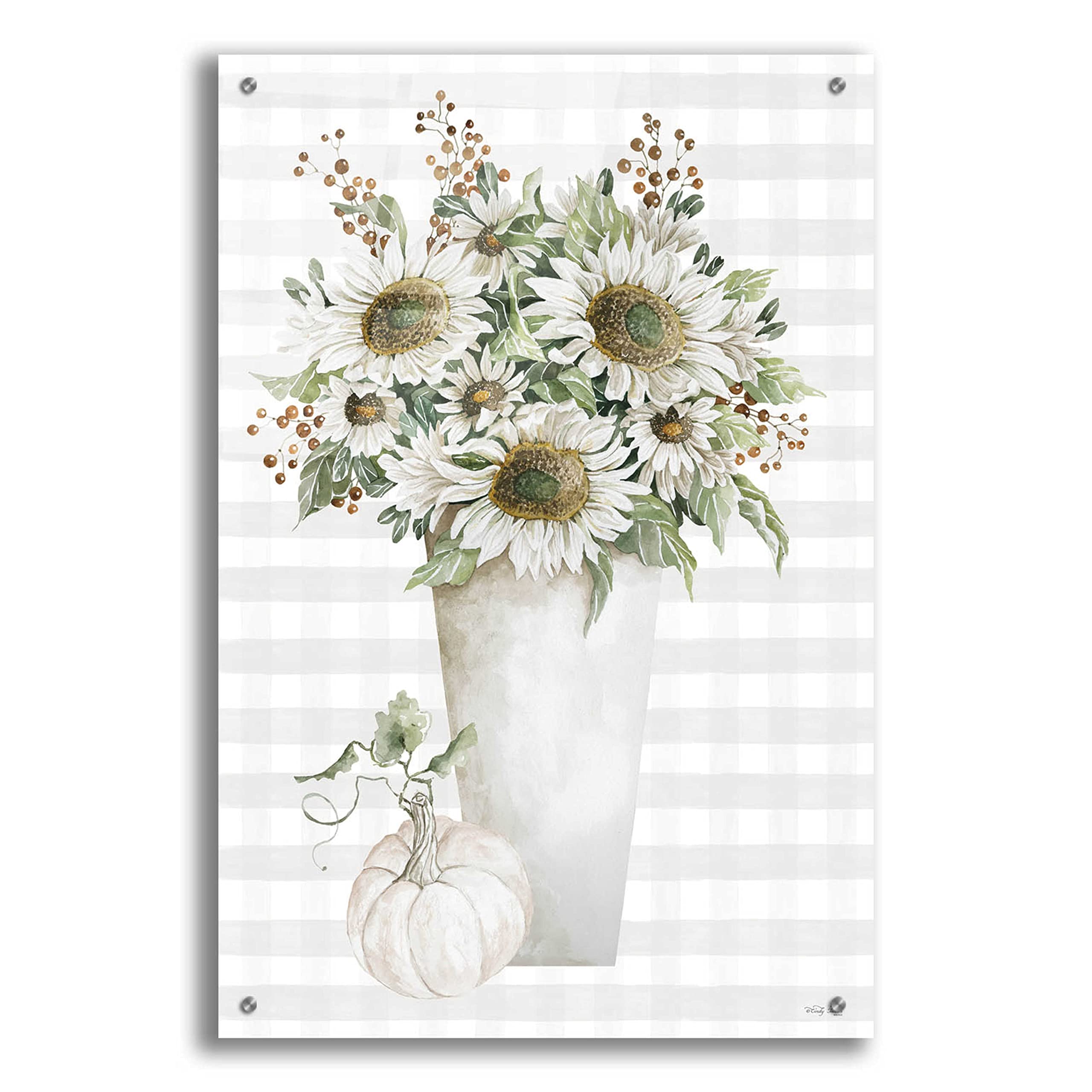 Fall Sunflowers II by Cindy Jacobs - 24x36 Inch Acrylic Glass Wall Art Painting, Vibrant Floral Home Decor for Living Room, Bedroom & Office