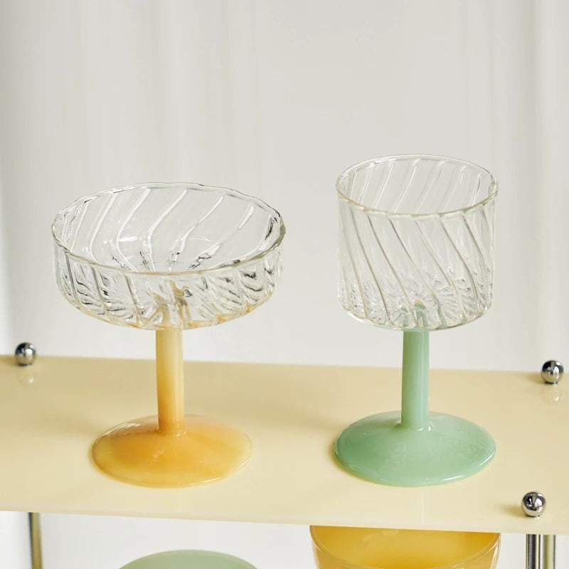 Vintage French Cocktail Glass Set - Elegant 12oz Crystal Coupe Glasses for Champagne, Martini & Cocktails - Perfect for Home Bar, Wedding & Party Entertaining
