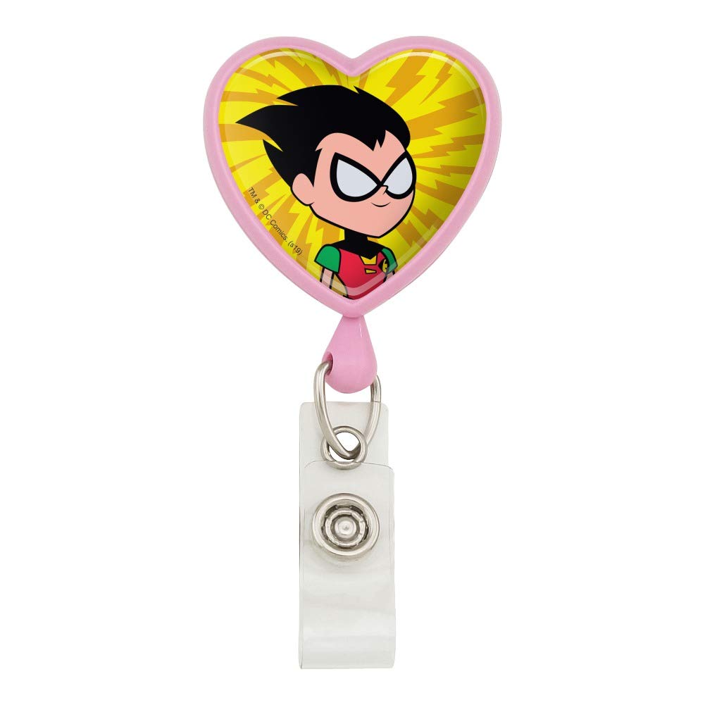 Teen Titans Go! Robin Heart Lanyard with Retractable Reel - Badge Holder & ID Card Holder for Work, School, Conventions & Events