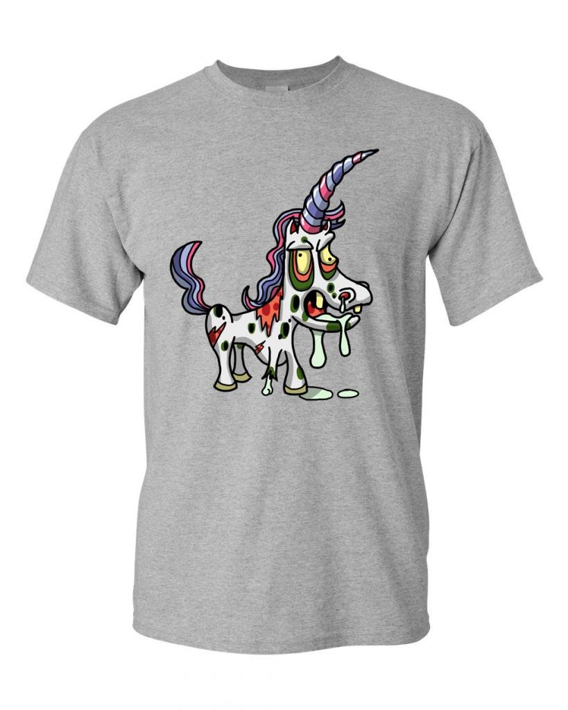 Zombie Unicorn Undead Animals Graphic T-Shirt for Adults - Cool & Unique Horror Tee for Halloween, Cosplay & Gothic Fashion