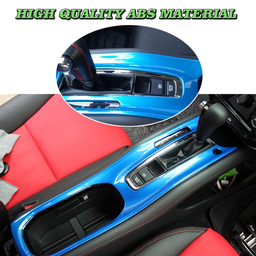 BOYOUS ABS Center Console Gear Shift Panel Frame Cup Holder Cover Trim for Honda HR-V 2016-2022 - Interior Accessories Upgrade (Blue) - Perfect for Car Customization & Daily Driving Comfort