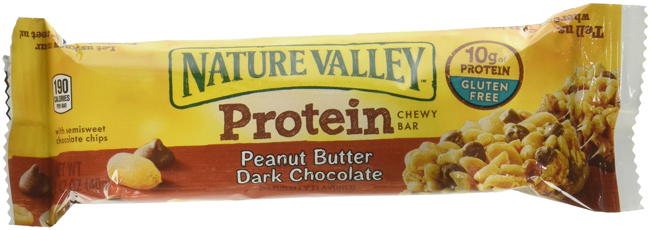 Nature Valley Chewy Protein Bars - Gluten Free Peanut Butter Dark Chocolate Snacks, 1.42 Oz Bars (16 Count, Pack of 8) | High Protein Energy Bars for Hiking, Workouts & On-the-Go Nutrition