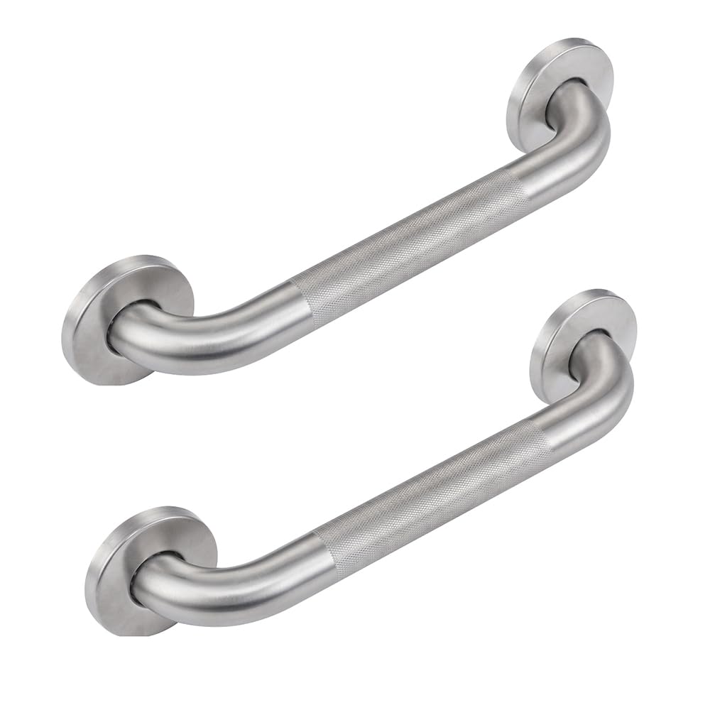 Textured Shower Grab Bar for Elderly & Disabled - Brushed Nickel Bathroom Safety Handle with Concealed Screws - Ideal for Seniors, Handicap Accessibility & Bathroom Fall Prevention