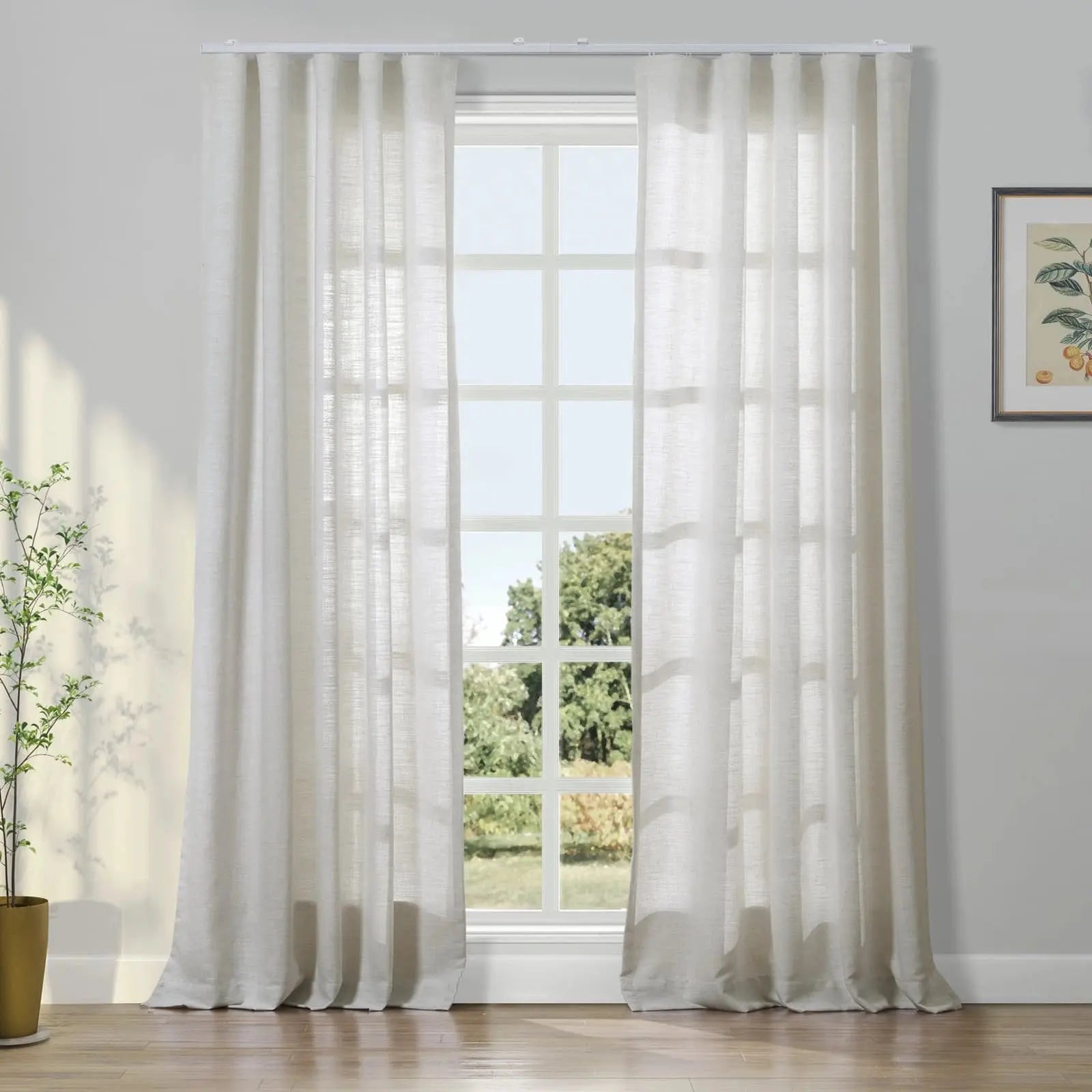 Liz Linen Ripple Fold Drapery Curtains - Elegant Window Treatments for Living Room & Bedroom Decor