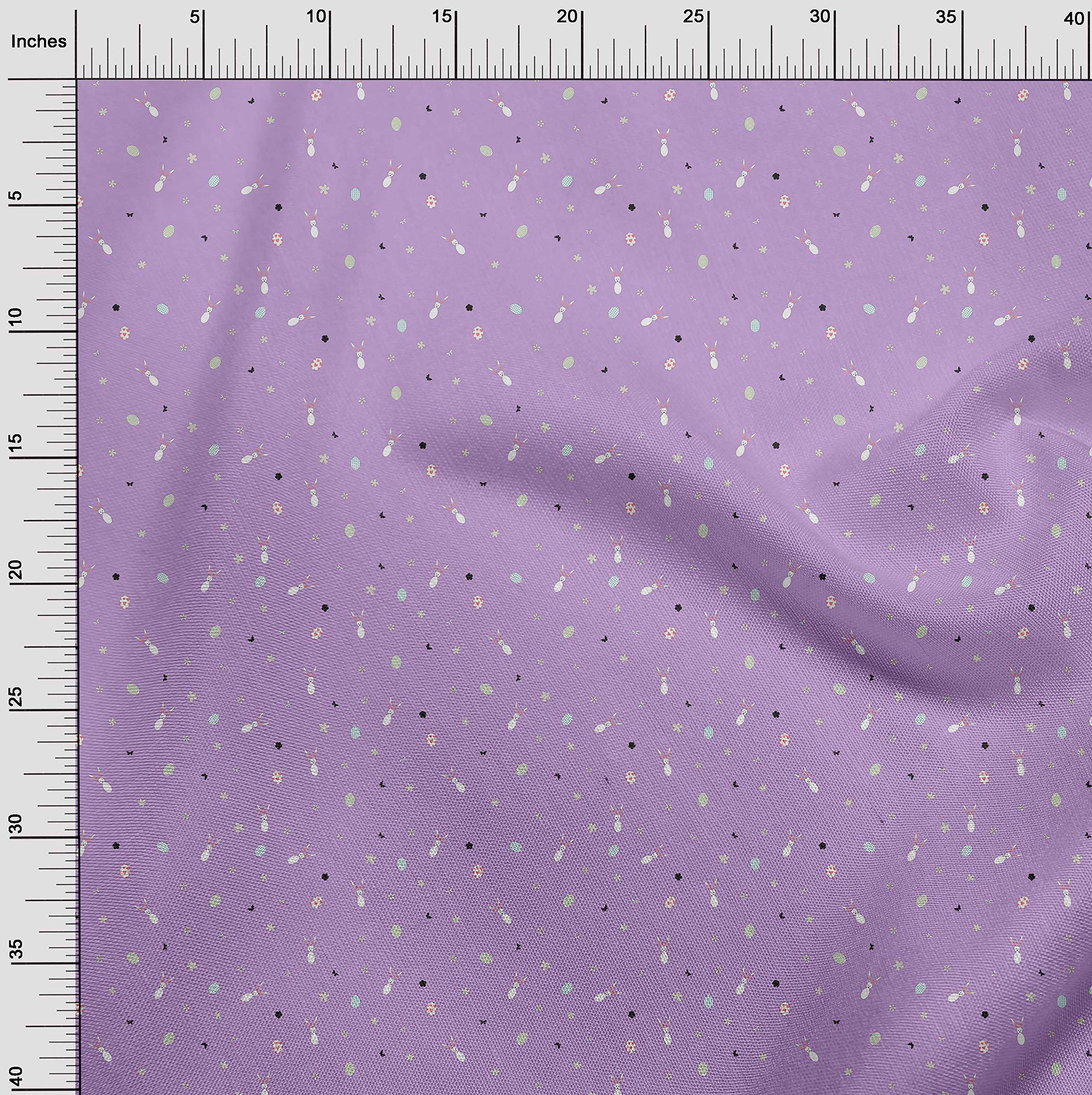 Premium Cotton Poplin Fabric - Easter Egg, Floral & Rabbit Animal Print - 56 Inch Wide - Perfect for DIY Easter Decorations, Quilting & Sewing Projects