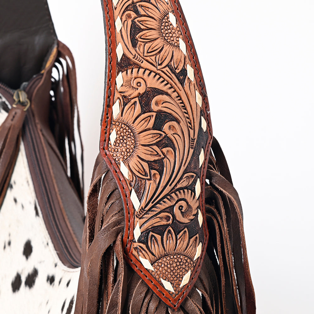 Genuine Leather Women's Western Handbag - American Darling Hand Tooled Hair On Cowhide Purse for Casual & Evening Outfits | Durable & Stylish Crossbody Bag for Daily Use