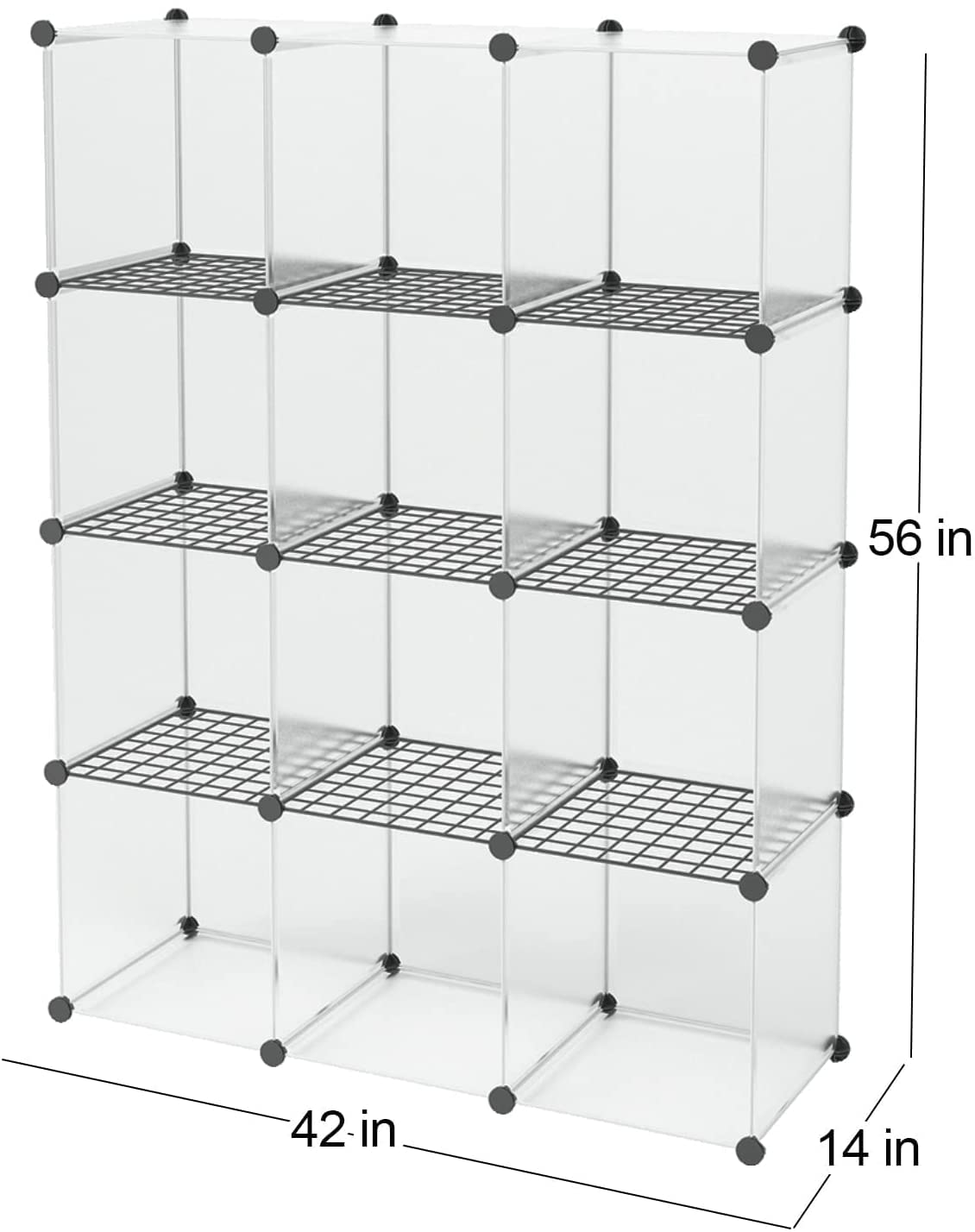 Aeitc 12-Cube Closet Organizer with Wire Panels - Portable Storage Shelves for Closet, Bookshelf & Cubby | White | Ideal for Bedroom, Office & Kids Room Organization