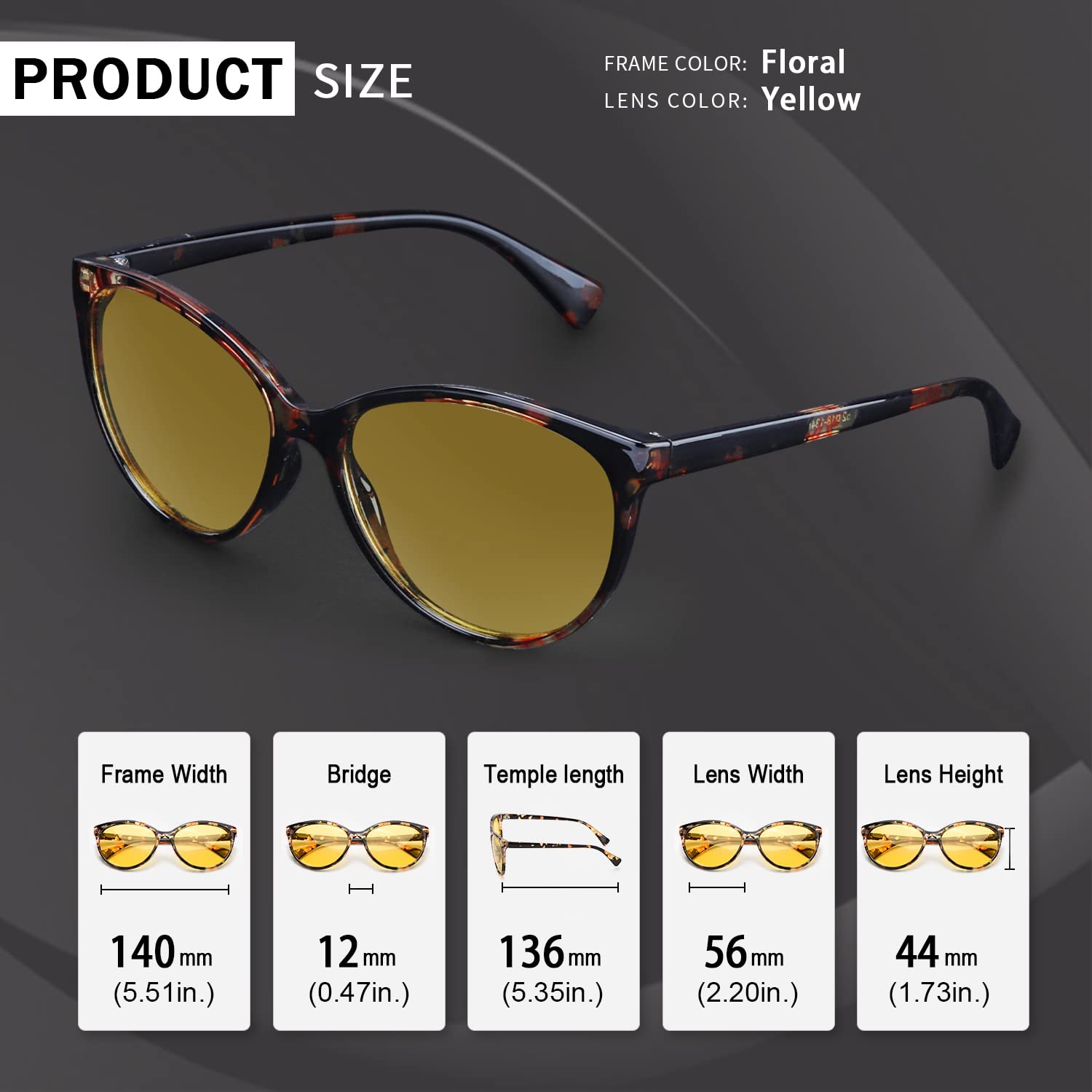 TJUTR Polarized Night Vision Glasses for Women - Anti-Glare Night Driving Glasses with UV Protection - Perfect for Night Driving, Evening Commutes & Low Light Conditions