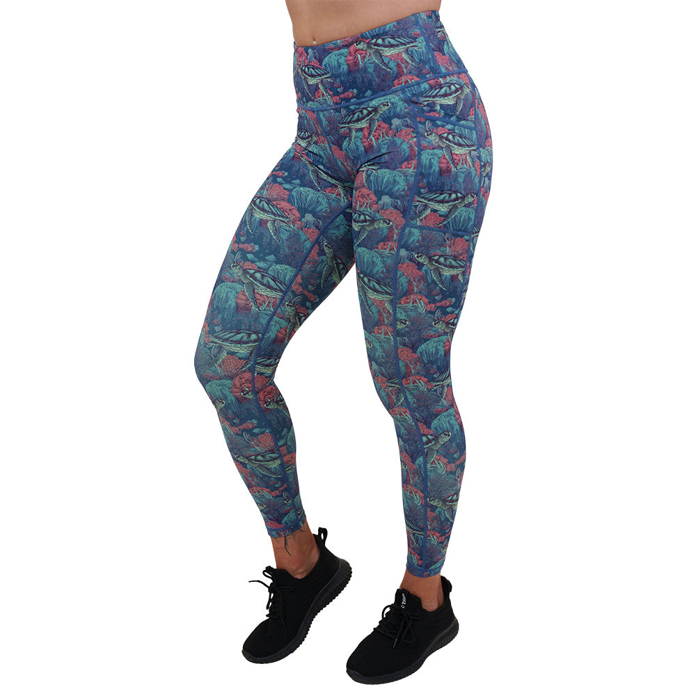 Turtley Obsessed Women's High-Waisted Yoga Leggings - Soft Stretchy Workout Pants for Running, Gym & Lounge