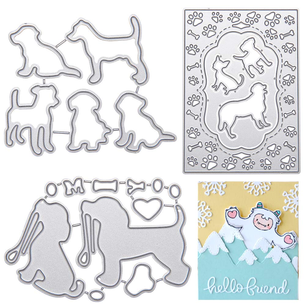 GORGECRAFT 3pcs Metal Cutting Dies Set - Dog Bone & Paw Print Carbon Steel Embossing Stencils for DIY Scrapbooking, Card Making, Photo Albums | Perfect for Pet Lovers Crafting & Paper Art Projects