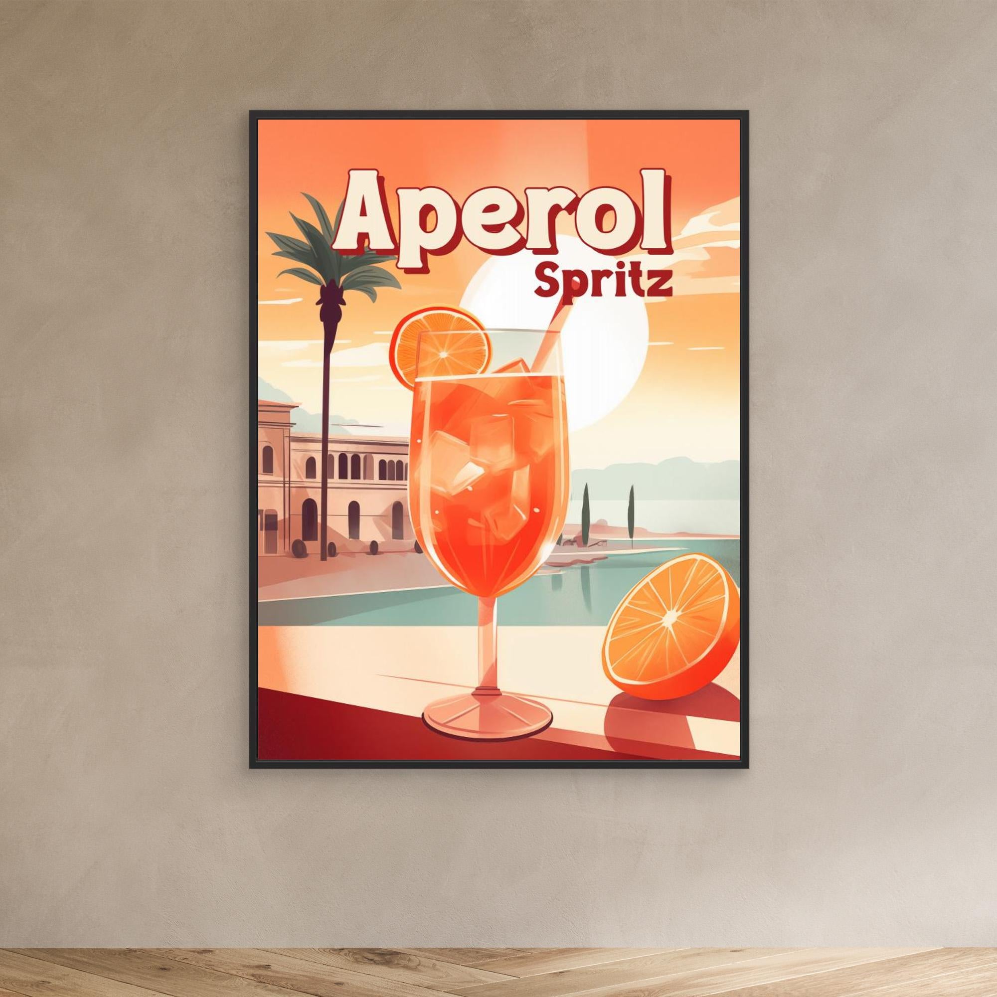 Vibrant Aperol Spritz Tropical Canvas Print by Andreas Magnusson - Perfect for Beach House Decor, Bar Wall Art & Summer-Themed Home Styling