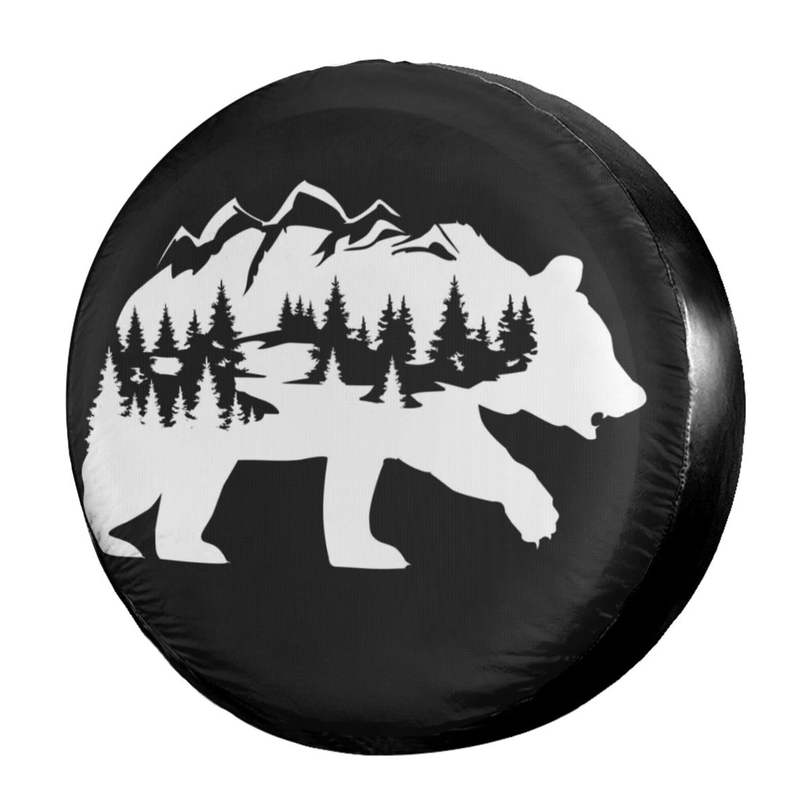 Bear Fantasy Mountains Spare Tire Cover - 14 Inch Dustproof Wheel Protector for Trailers, RVs, SUVs & Vehicles | Perfect for Outdoor Adventures & Road Trips