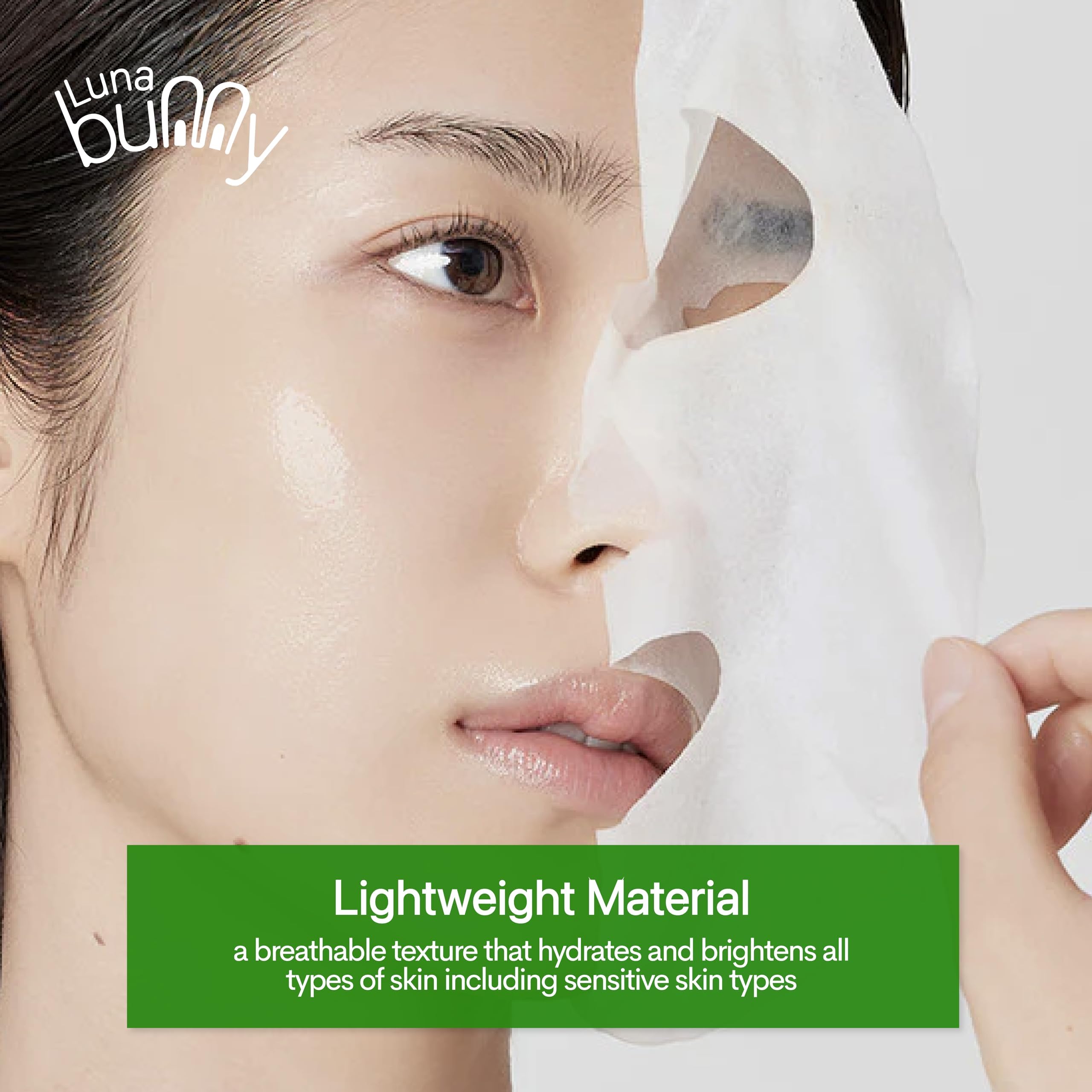 Luna Bunny 24PK Brightening & Hydrating Korean Facial Sheet Mask Set - Aloe, Coconut, Vitamin & Hyaluronic Acid for Glowing Skin | Perfect for Self Care, Home Spa & Daily Skincare Routine