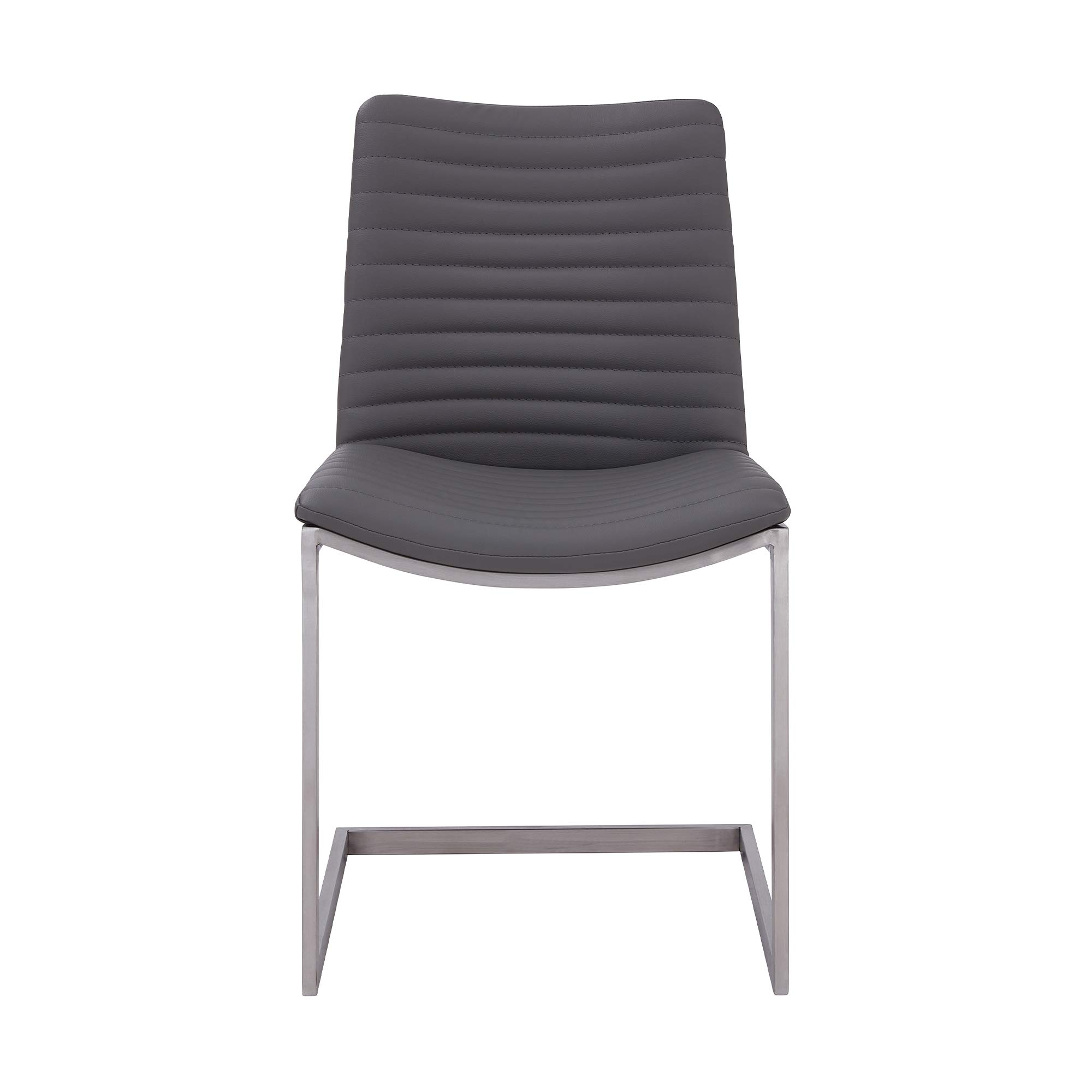 Armen Living April Contemporary Faux Leather Dining Chairs - Set of 2, 17.5