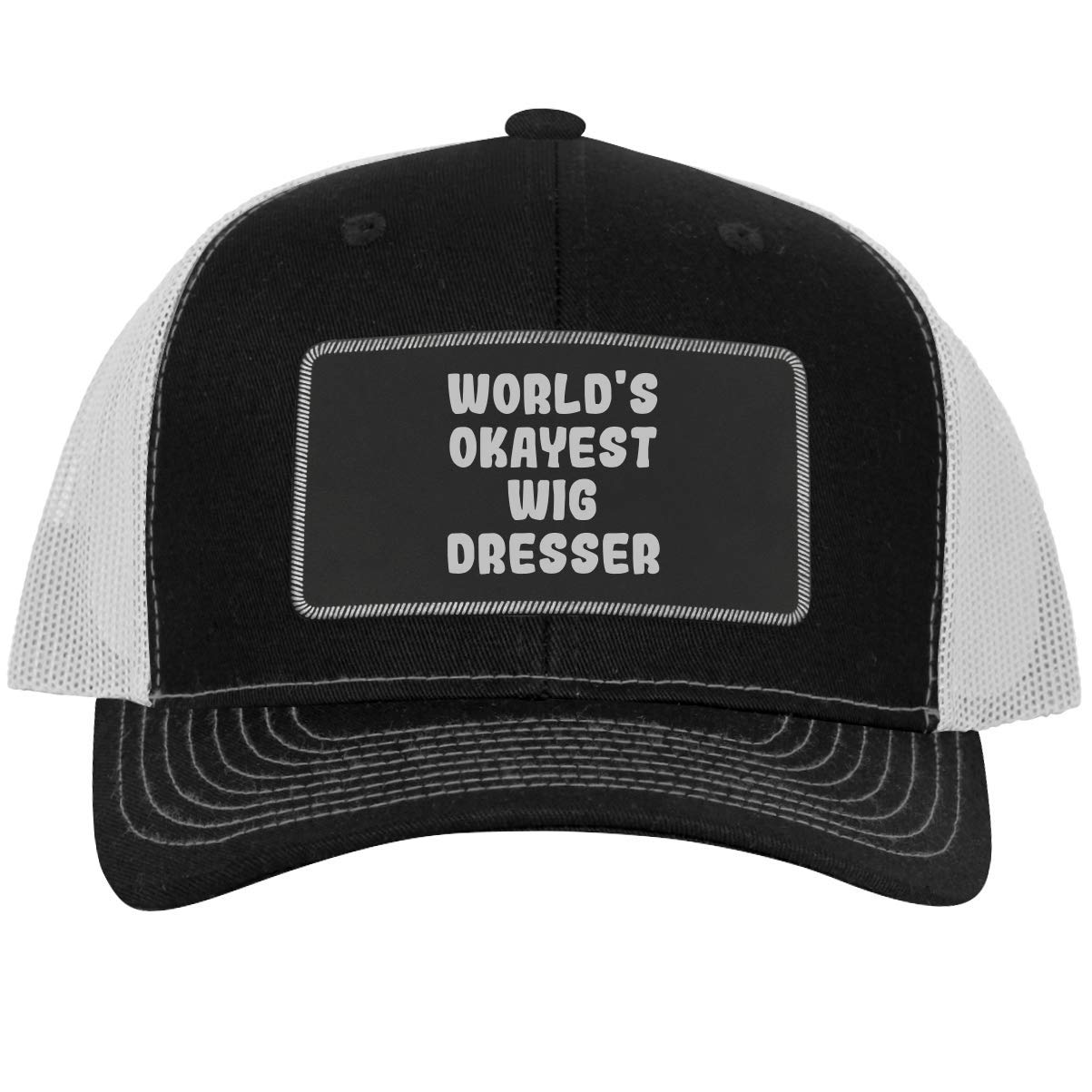 Premium Leather Black Patch Engraved Trucker Hat - Best Wig Dresser Accessory for Cosplay, Halloween & Costume Parties