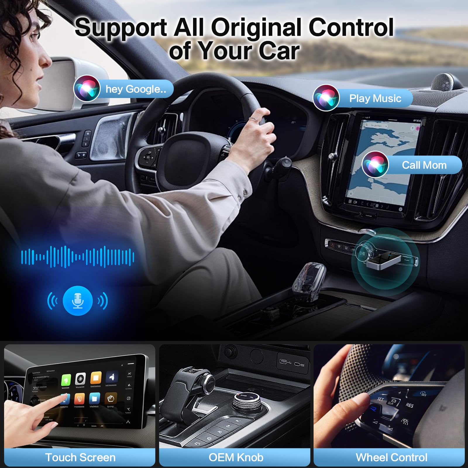 Wireless Android Auto Adapter for Cars 2017+ - Convert Wired to Wireless Android Auto, Plug & Play Dongle Compatible with Android 11+ | Seamless Music Streaming & Hands-Free Navigation for Safer Driving